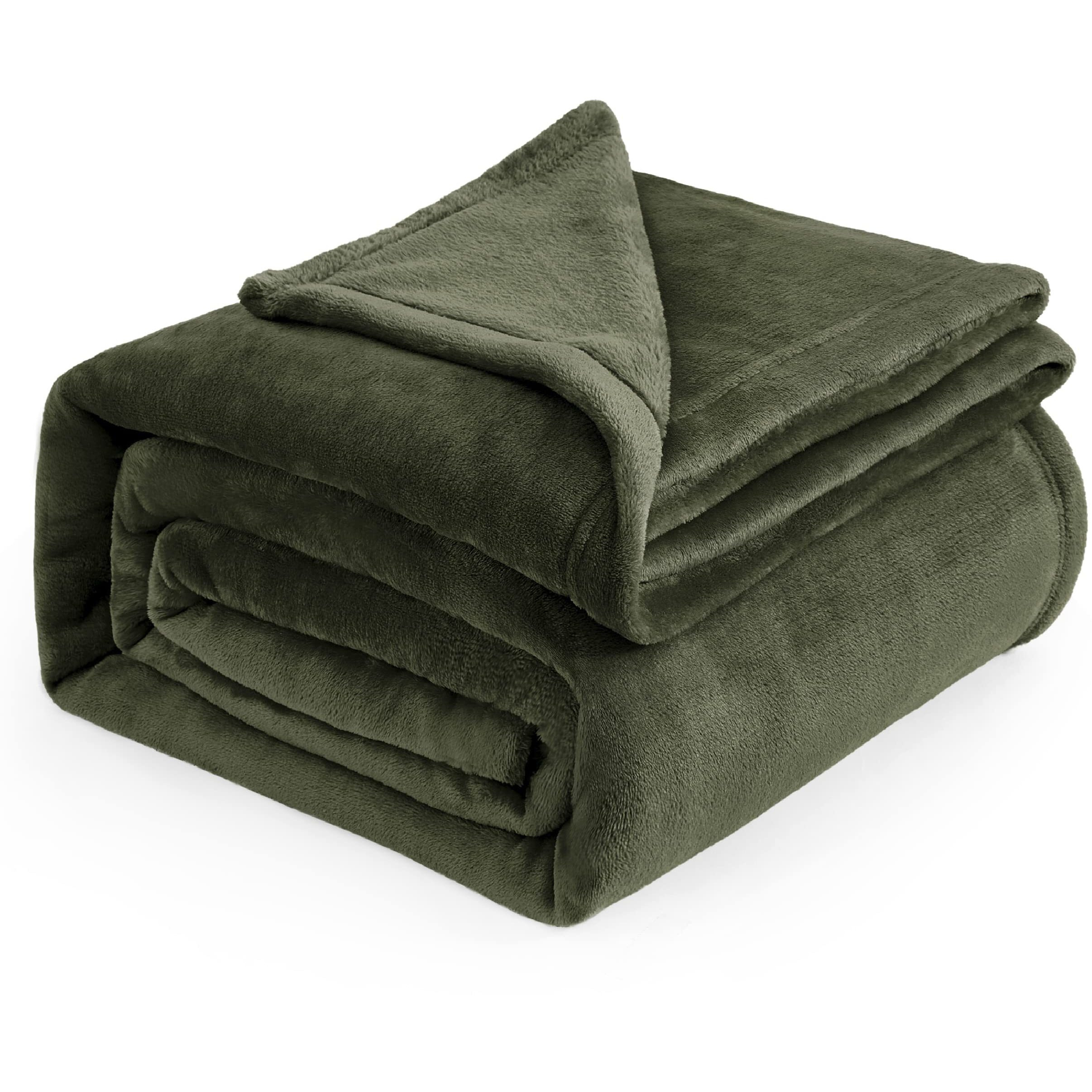 Bedsure Fleece Blankets King Size Oive Green - Bed Blanket Soft Lightweight Plush Cozy Fuzzy Luxury Microfiber, 108X90 Inches