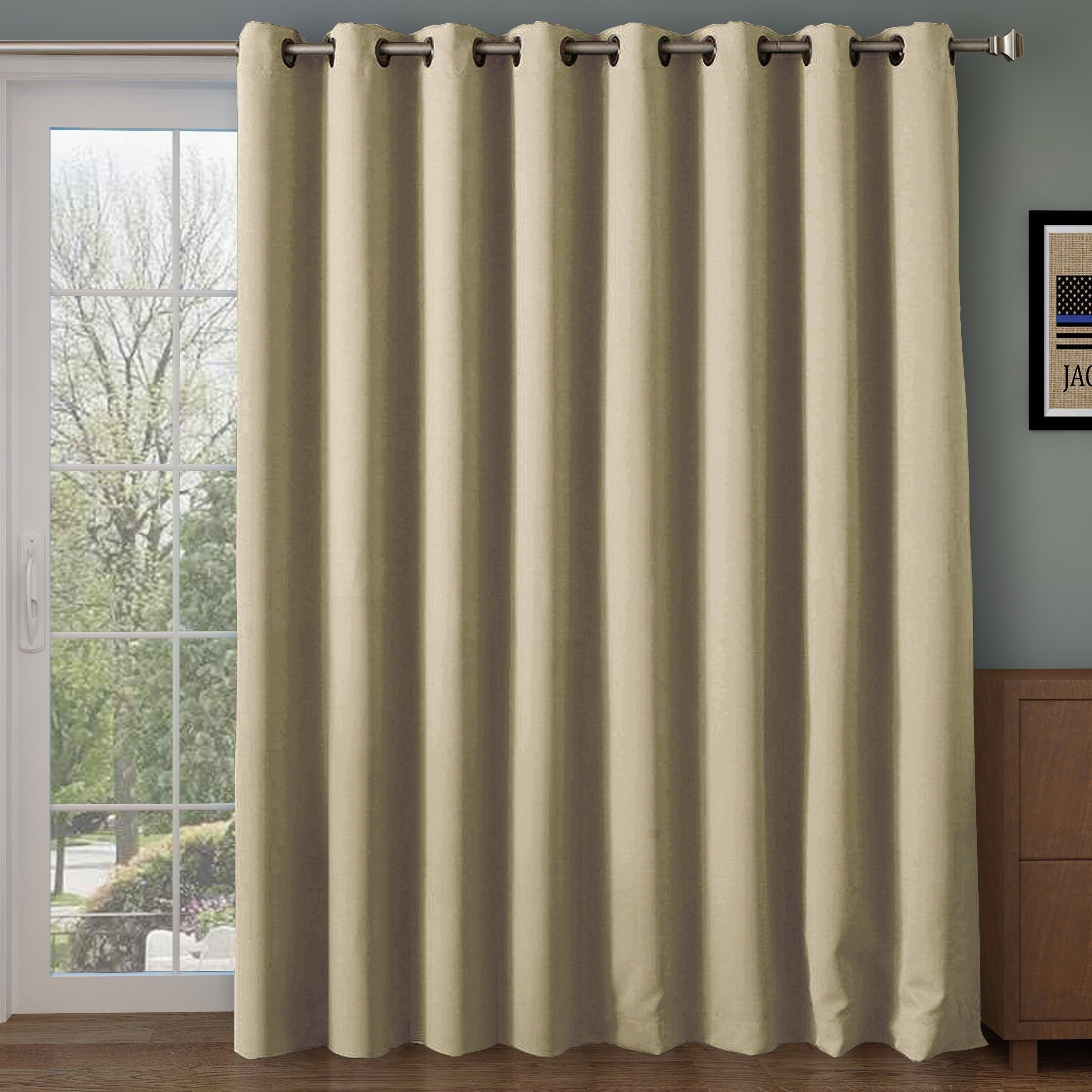 Rhf Extra Wide Thermal Blackout Patio Door Curtain Panel, Sliding Door Curtains, Curtains For Sliding Glass Door100 "" L X 84 "" W-Biscotti Beige