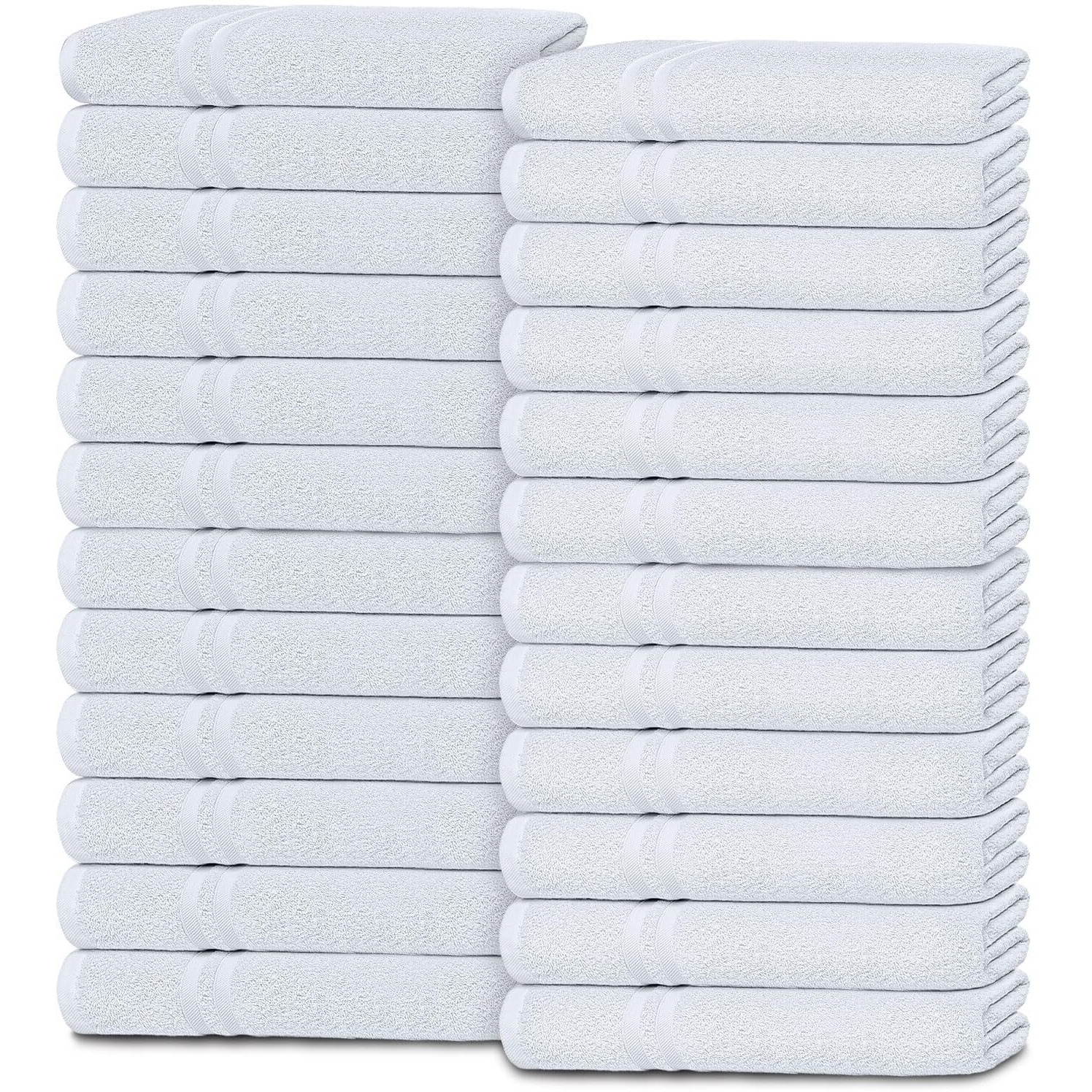 Wealuxe White Washcloths For Body And Face Towel, Cotton Wash Cloths Bulk 24 Pack, Flannel Spa Fingertip Wash Clothes 12X12 Inch, Soft Absorbent Gym Towels