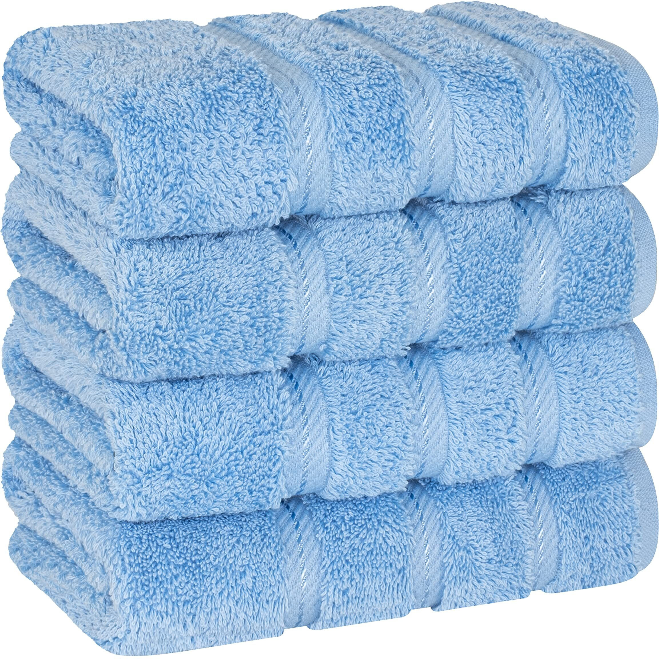 American Soft Linen Hand Towels, Hand Towel Set Of 4, 100% Turkish Cotton Hand Towels For Bathroom, Hand Face Towels For Kitchen, Sky Blue Hand Towel