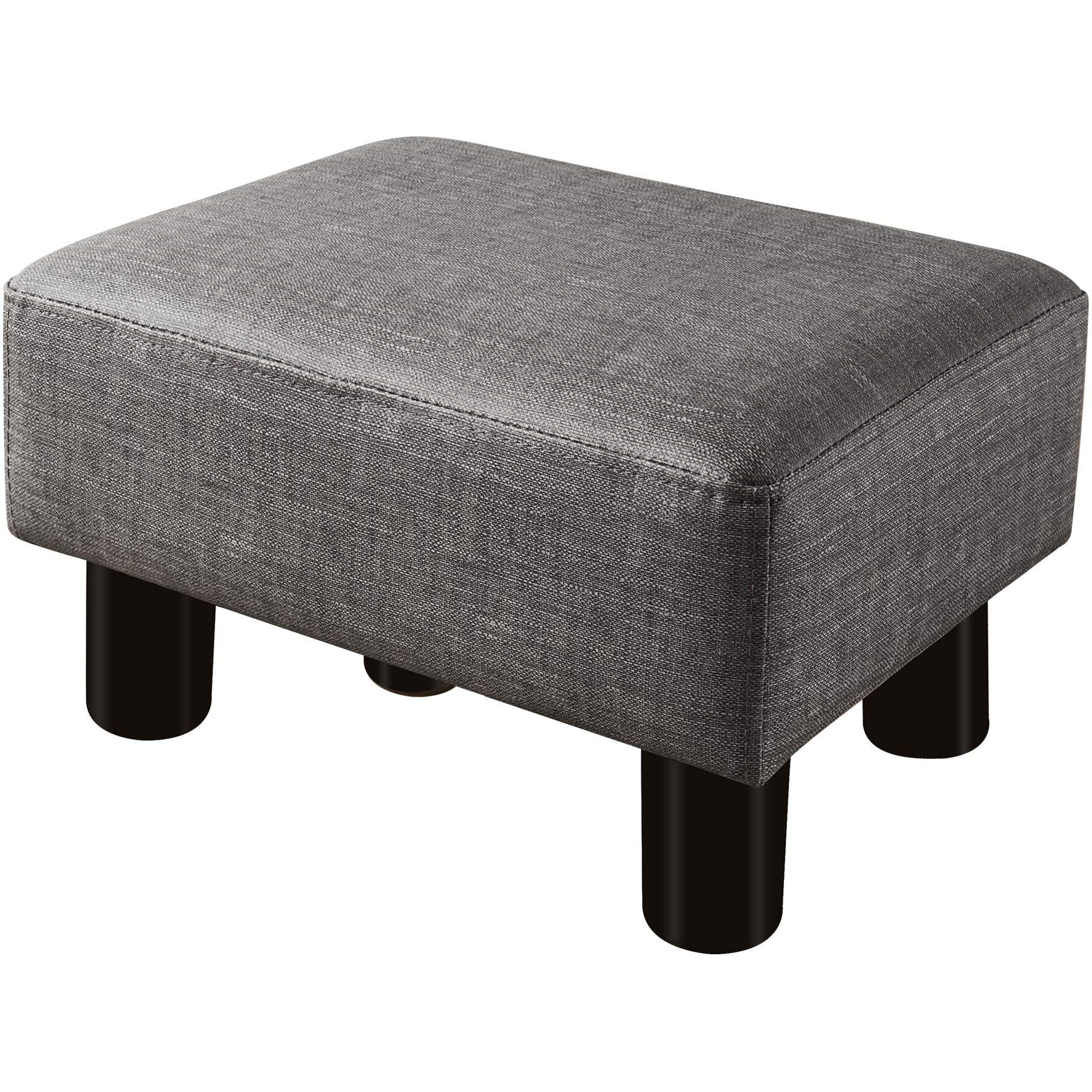 Small Rectangle Foot Stool, Pu Leather Fabric Footrest Small Ottoman Stool With Non-Skid Plastic Legs, Modern Rectangle Footrest Small Step Stool Ottoman For Couch, Desk, Office, Living Room, Gray