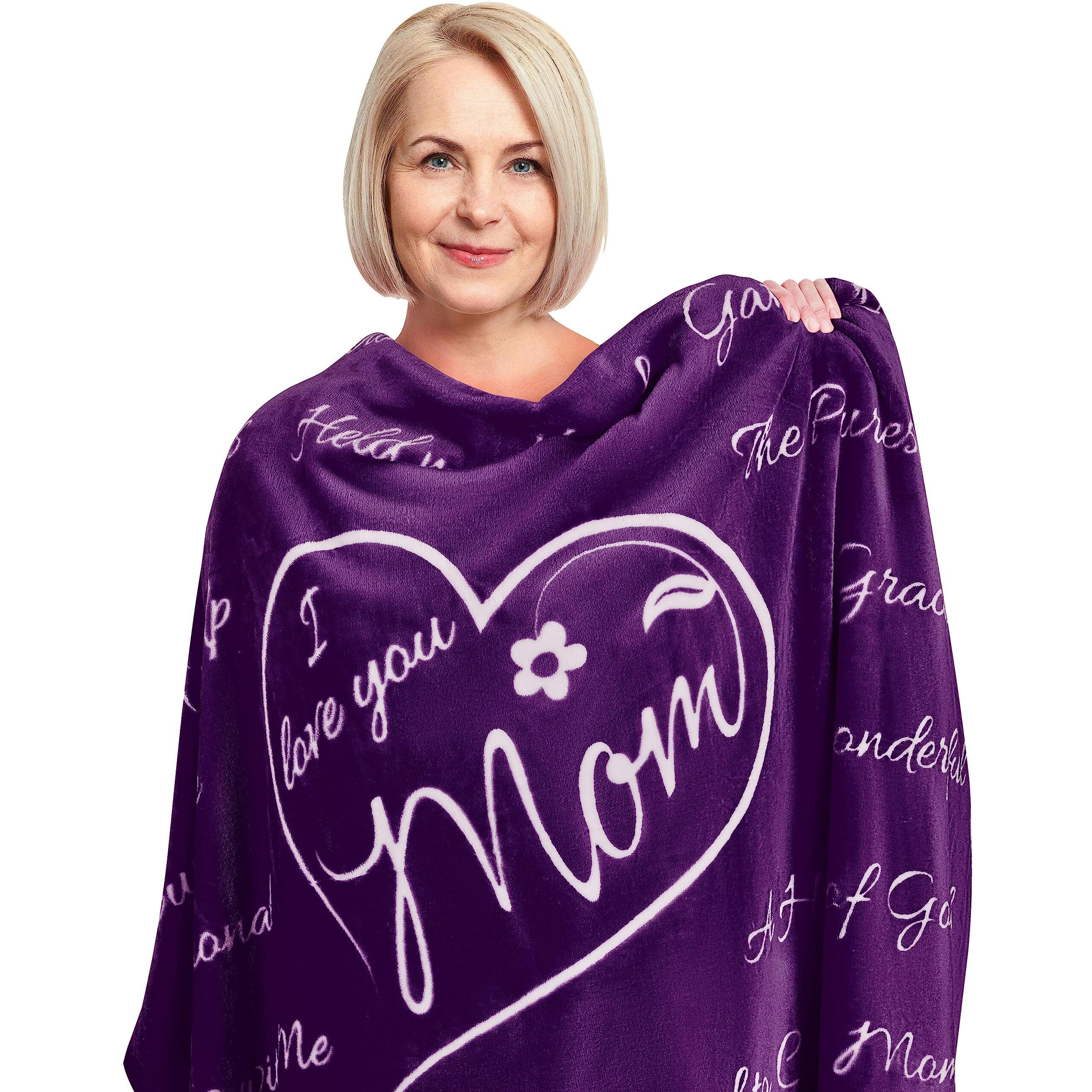 Gifts For Mom, Blanket For Mom Gifts, Christmas Gifts For Mom From Daughter, Mom Birthday Gifts, Gift For Mom From Son, Present I Love You Mom Blanket, Throw Blanket 65 ""     50 "" (Purple)