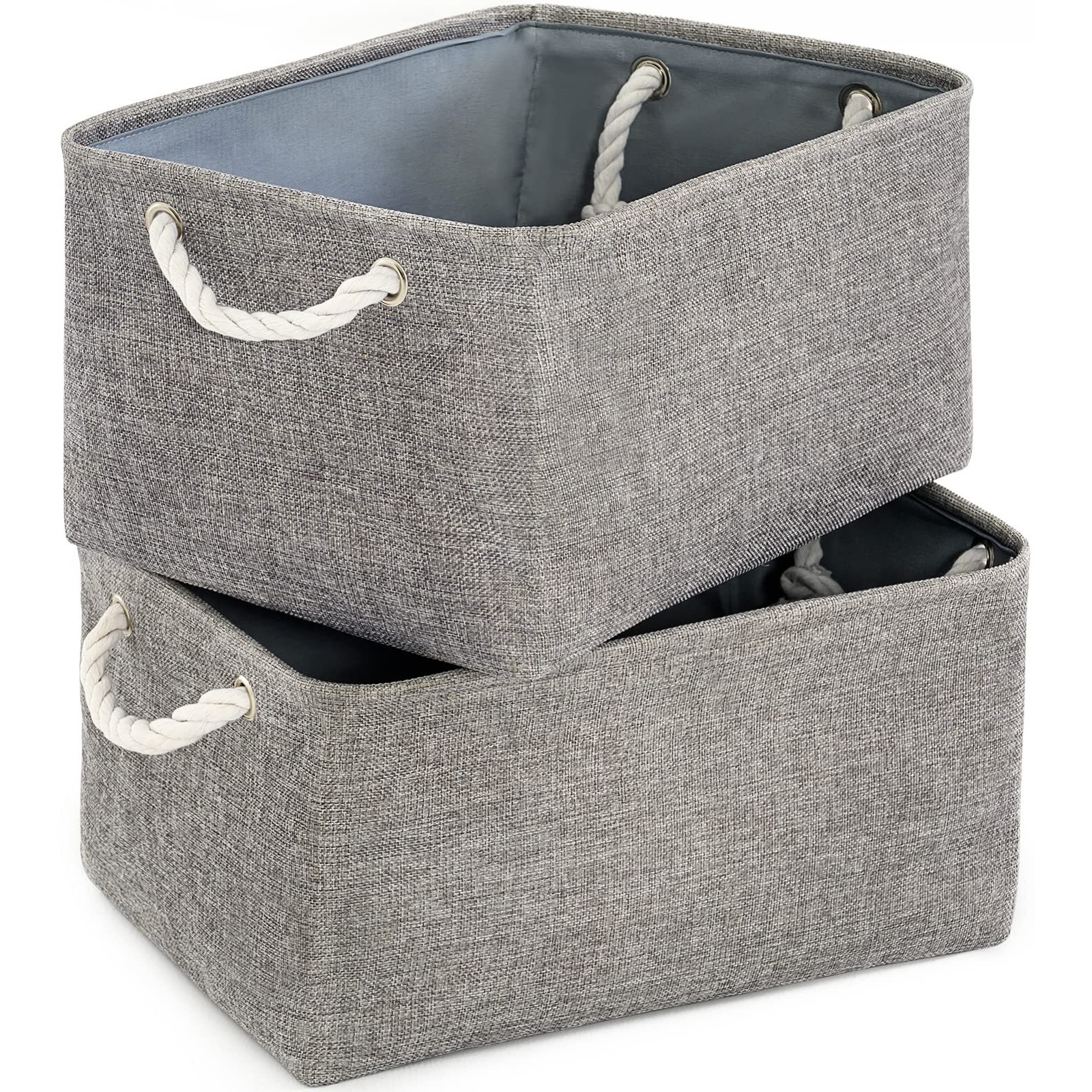 Thewarmhome Large Storage Bins Basket, 2 Pack Grey Fabric Storage Cubes For Baby Changing Table Nursery Livingroom Kidsroom Playroom Toy, Collapsible Storage Baskets For Organizing Shelves Closet