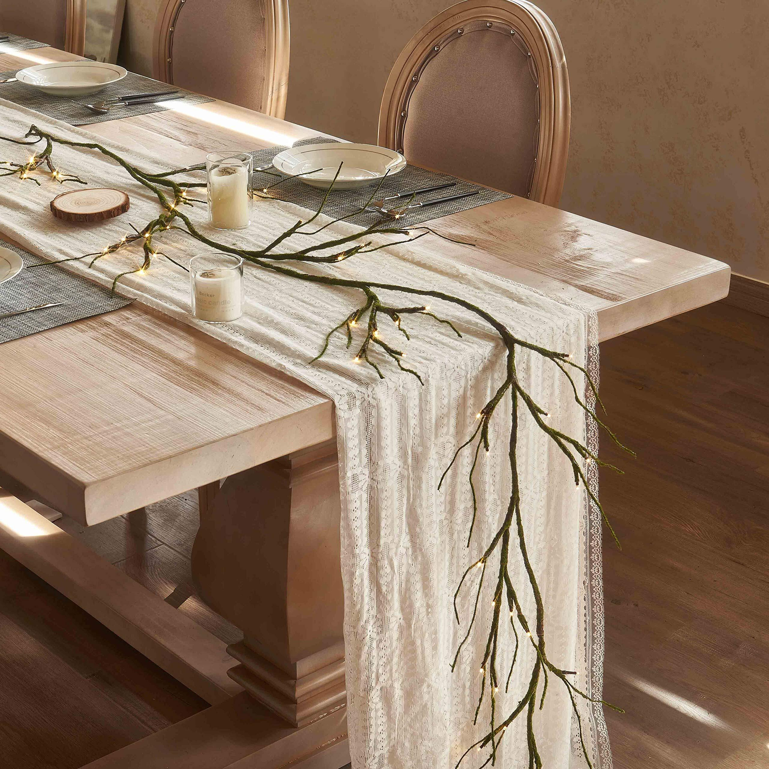 Hairui Mossy   Garland Lights 6Ft 48 Led Battery Operated Lighted Twig Vine With Timer For Halloween Christmas Party Decoration Indoor Outdoor Use