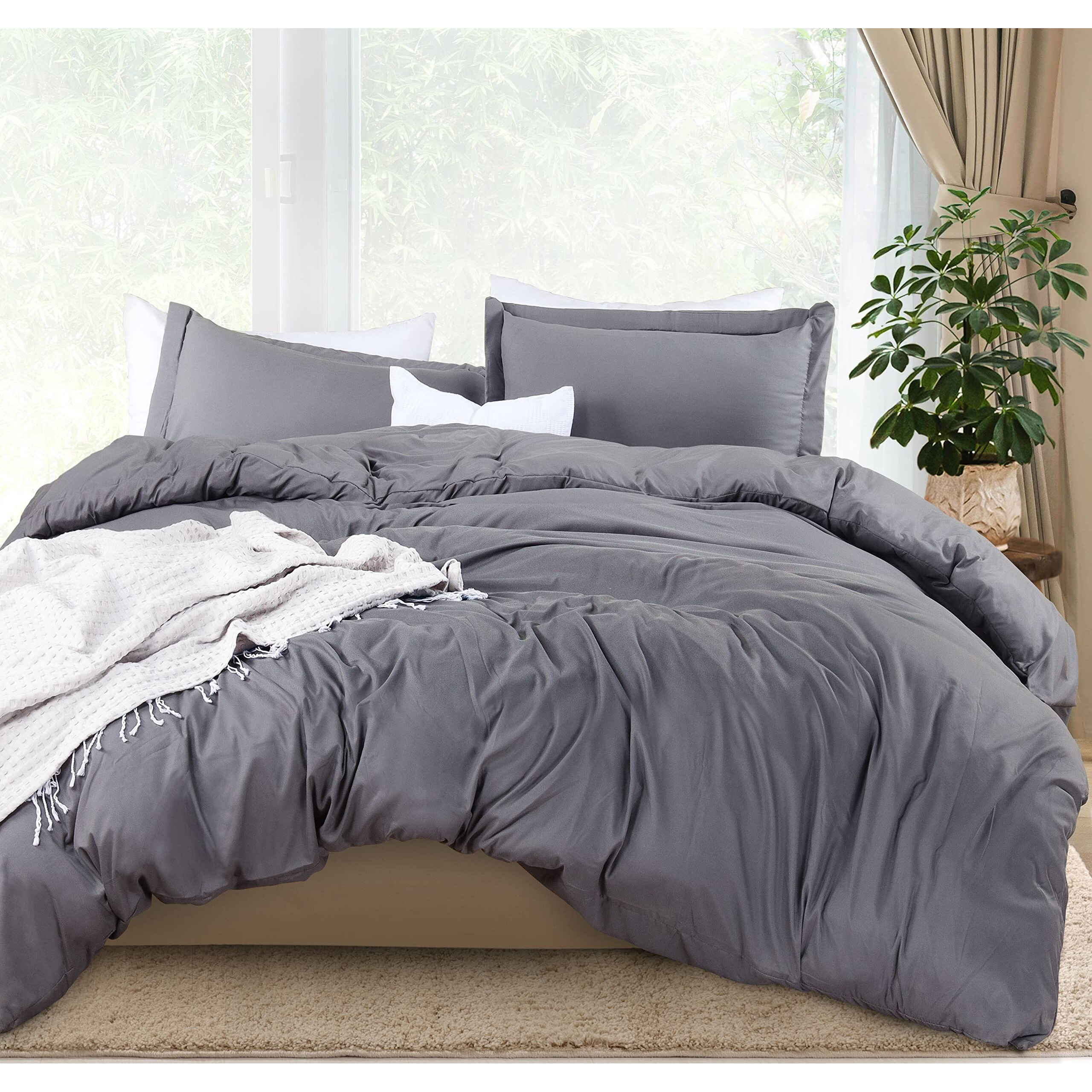 Utopia Bedding Duvet Cover King Size Set - 1 Duvet Cover With 2 Pillow Shams - 3 Pieces Comforter Cover With Zipper Closure - Ultra Soft Brushed Microfiber, 104 X 90 Inches (King, Grey)