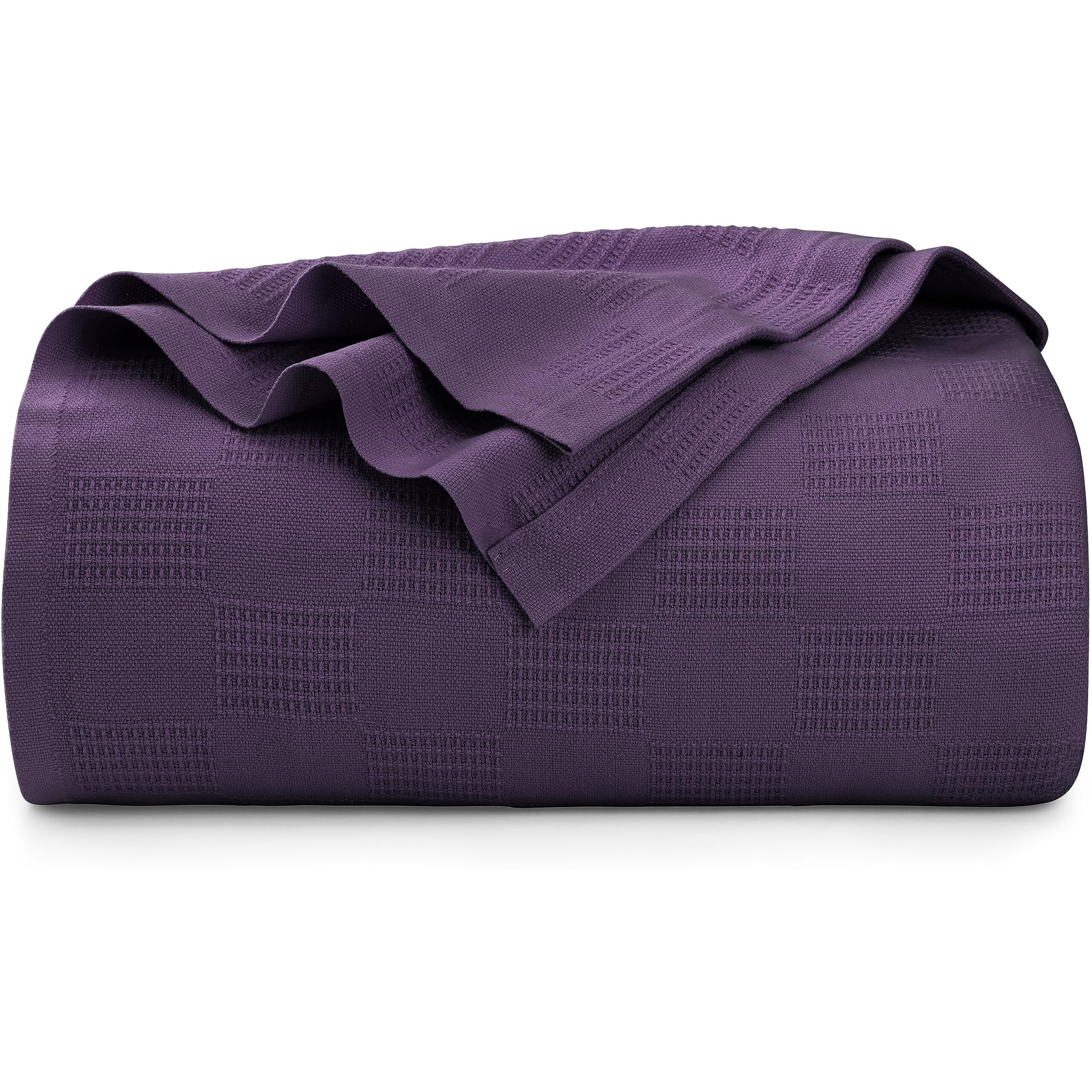 Utopia Bedding 100% Cotton Blanket (King Size - 90X108 Inches) 350Gsm Lightweight Thermal Blanket, Soft Breathable Blanket For All Seasons (Plum)