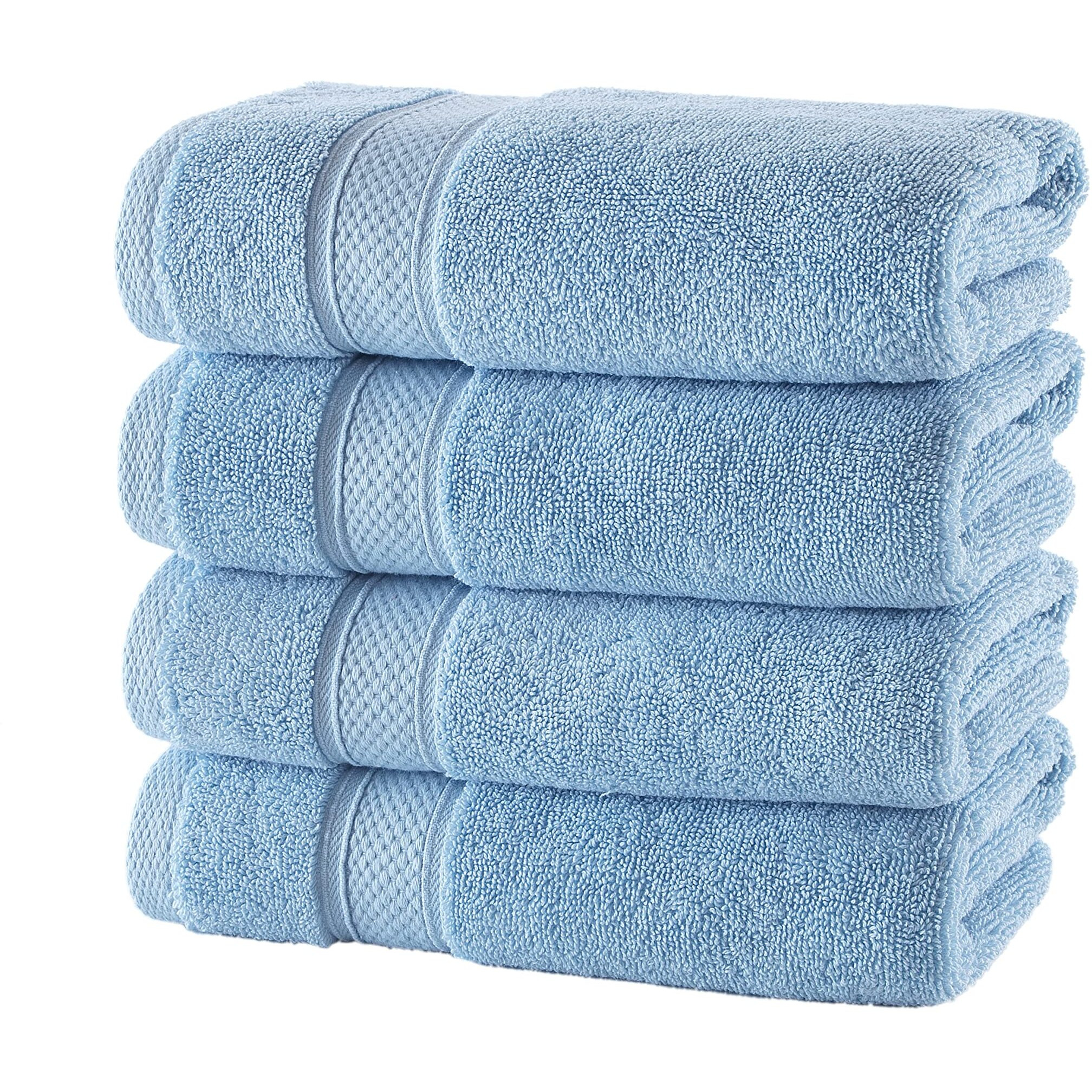 Nova Luxury Linen - Hotel Quality Turkish Towel Set For Bathroom (4 Pcs Hand Towel Set, Sky Blue)