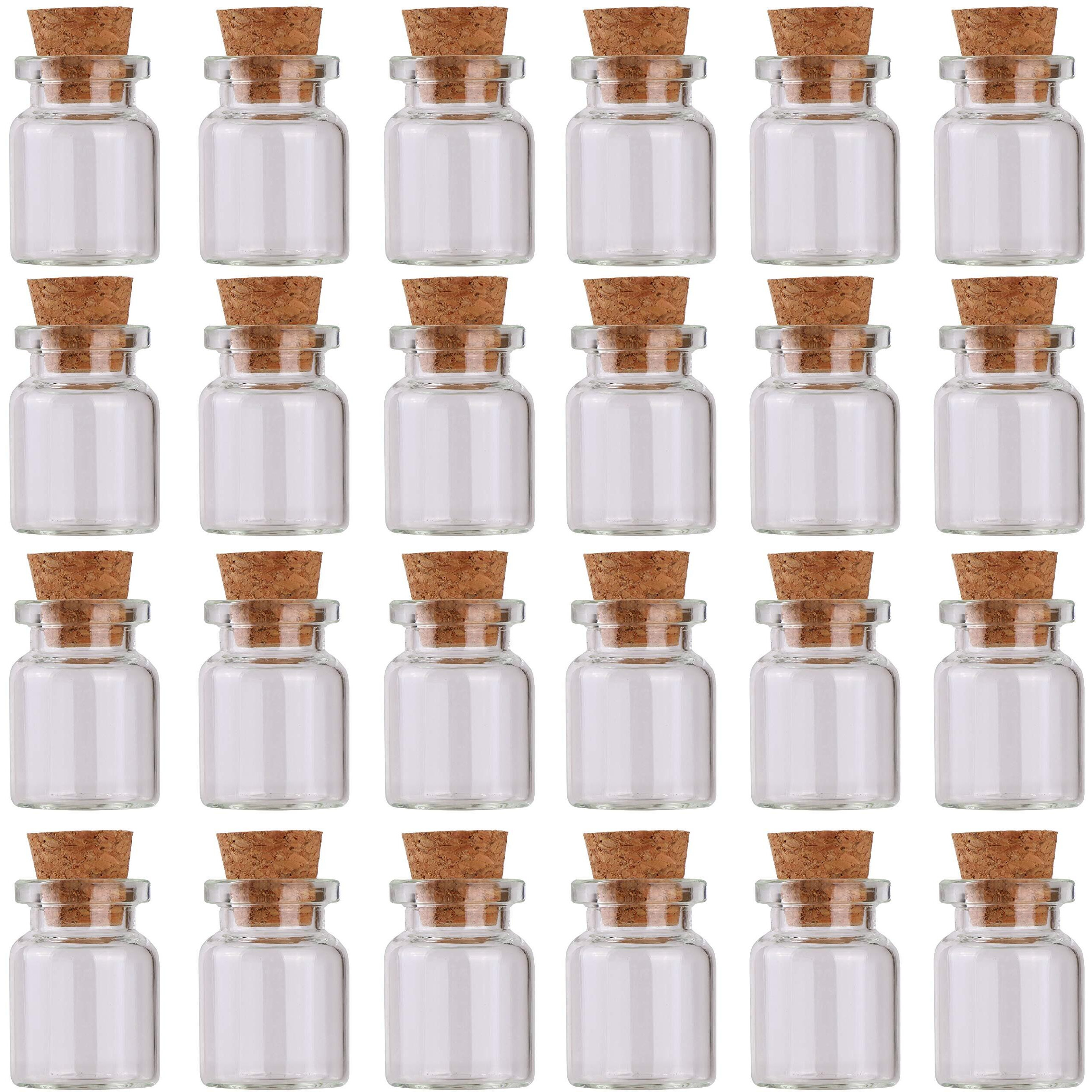 Maxmau 24Pcs Mini Glass Bottles With Cork Stoppers 5Ml Diy Art Crafts Storage Container,Tiny Glass Vials Cork For Wedding Decoration,Small Glass Corks Jars Party Favor