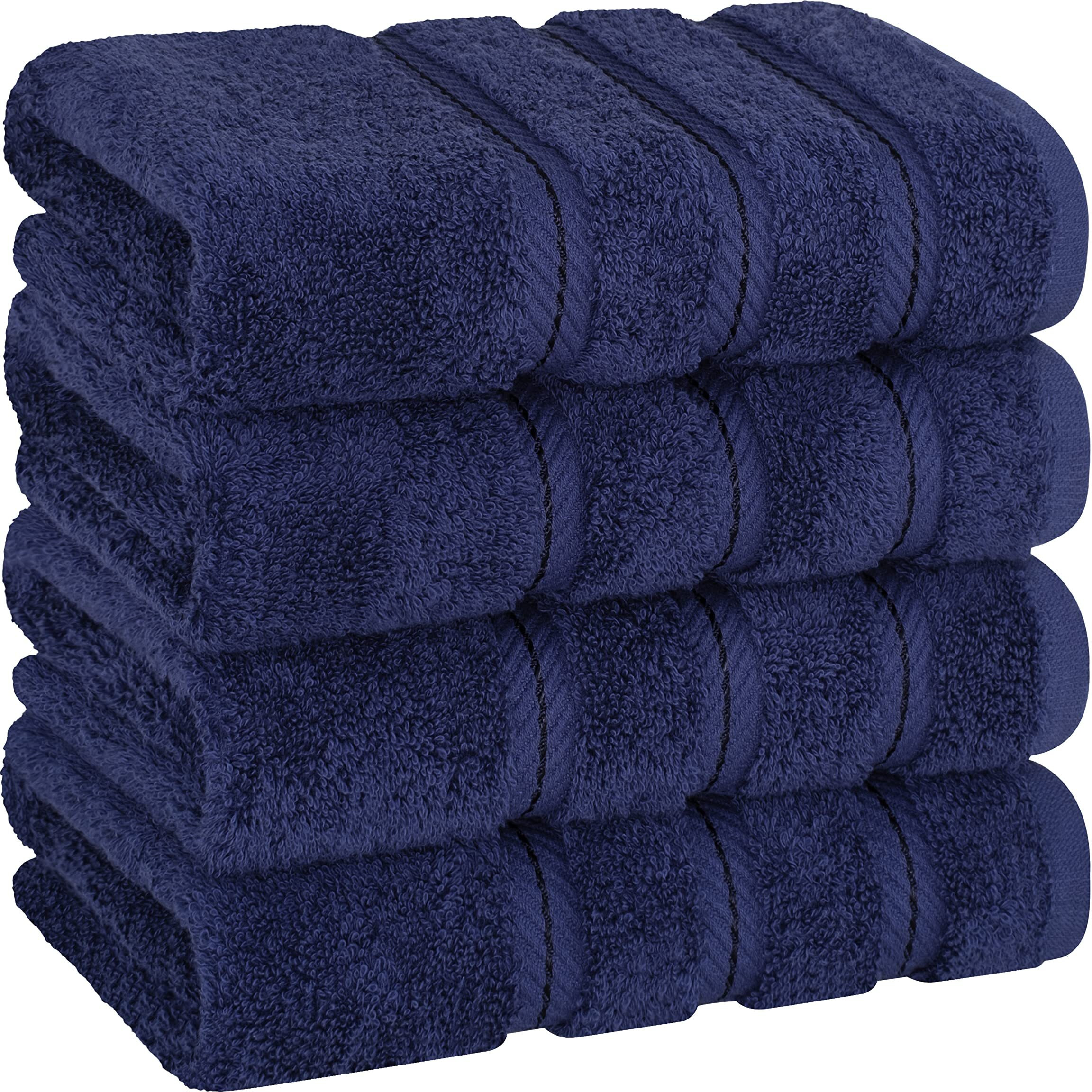 American Soft Linen Hand Towels, Hand Towel Set Of 4, 100% Turkish Cotton Hand Towels For Bathroom, Hand Face Towels For Kitchen, Navy Blue Hand Towel