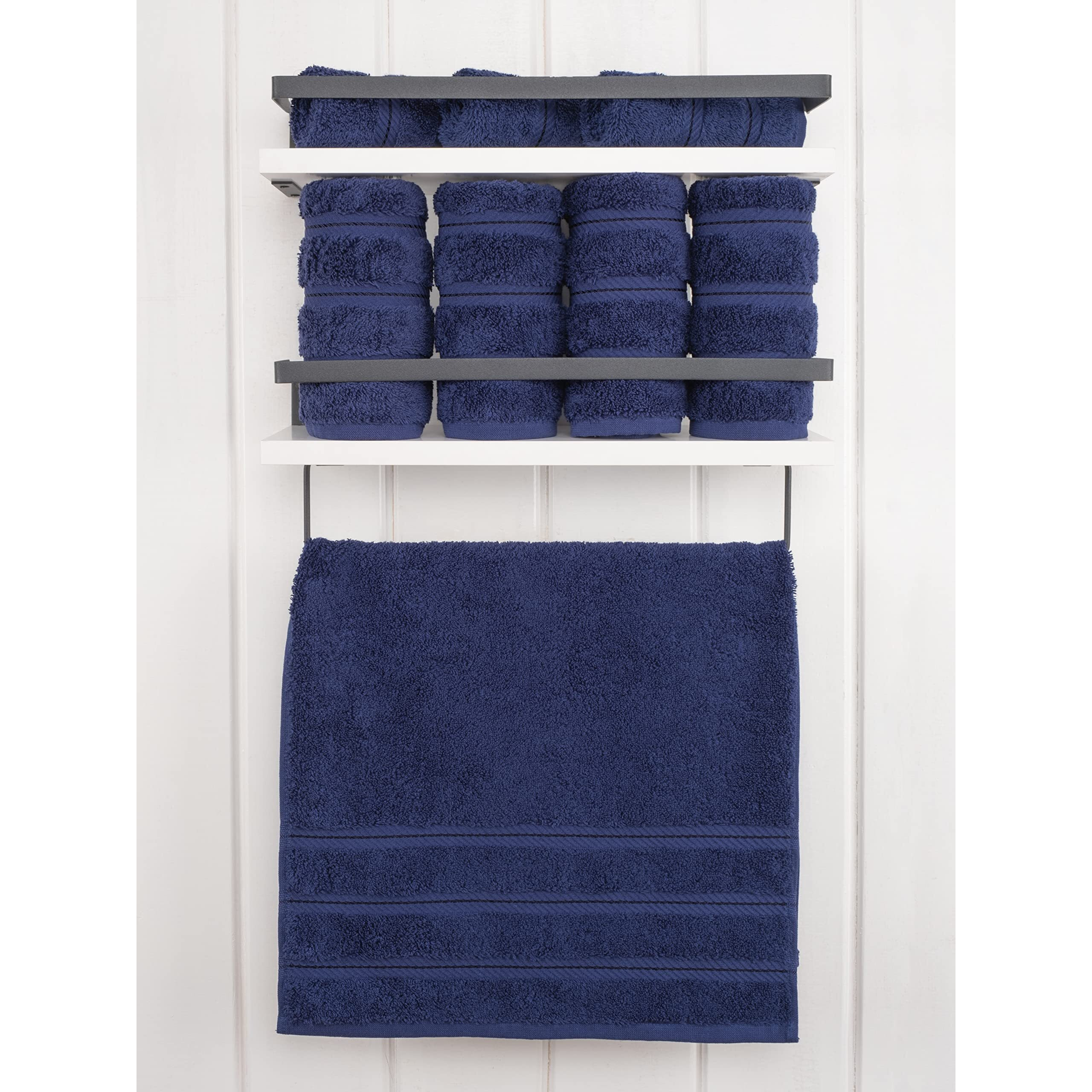 American Soft Linen Hand Towels, Hand Towel Set Of 4, 100% Turkish Cotton Hand Towels For Bathroom, Hand Face Towels For Kitchen, Navy Blue Hand Towel