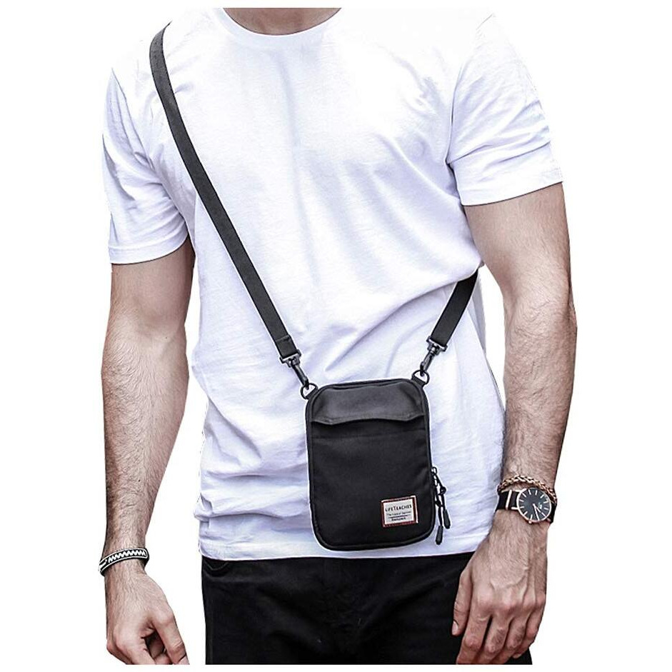 Small Crossbody Shoulder Bag For Men, Mini Messenger Bag For Cell Phone Travel Outdoor Hiking , Neck Pouch Passport Wallet With Adjustable And Removable Strap