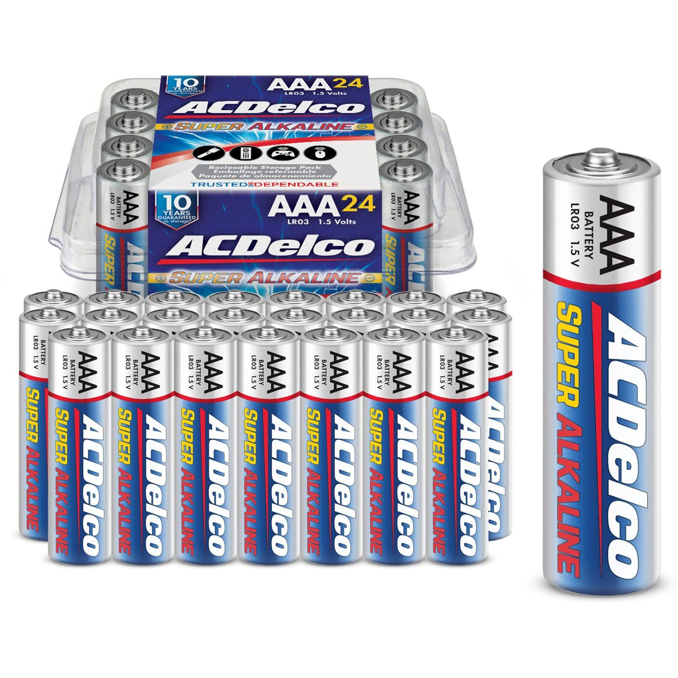 Acdelco 24-Count Aaa Batteries, Maximum Power Super Alkaline Battery, 10-Year Shelf Life