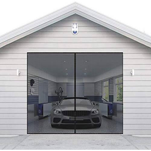 Aurelio Tech Magnetic Garage Door Screen For 1 Car 9X7 Ft Single Garage Door Mesh Screen Curtain Cover Kit With Hook And Loop, Black (Gsd-0009-07)