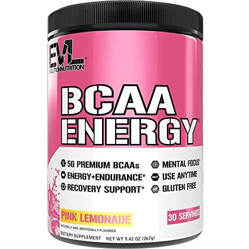 Evl Bcaas Amino Acids Powder - Bcaa Energy Pre Workout Powder For Muscle Recovery Lean Growth And Endurance - Rehydrating Post Workout Recovery Drink With Natural Caffeine - Pink Lemonade