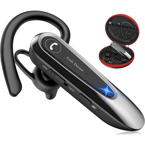 Link Dream Bluetooth Earpiece Wireless Cvc8.0 Headset For Cell Phone Dual Mic Noise Canceling Handsfree Phone Earpiece With Mute 20Hrs Talk Time 180 Days Standby For Iphone Android Home Office Driving