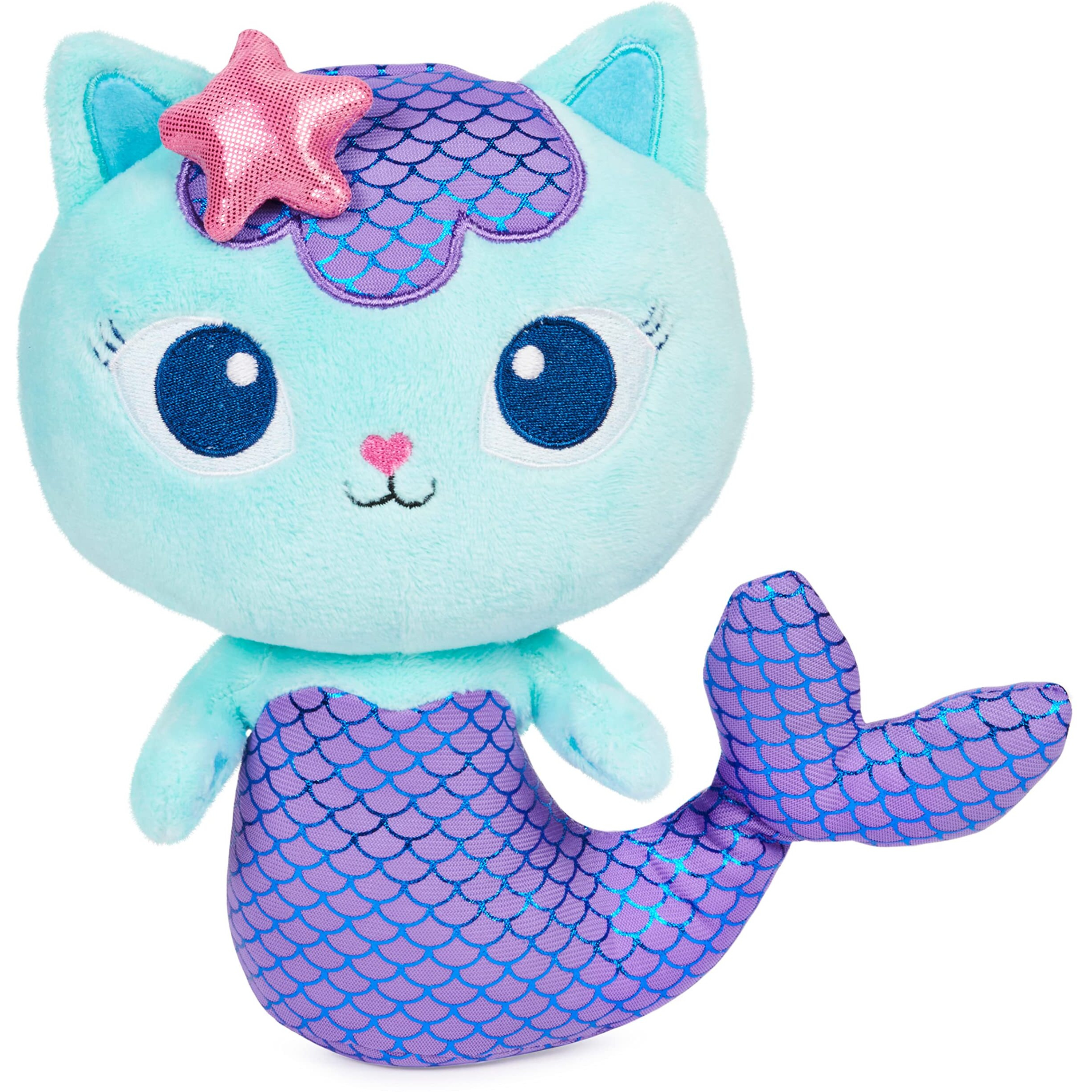 Gabby's Dollhouse, 8-Inch Mercat Purr-Ific Plush Toy, Kids Toys For Ages 3 And Up