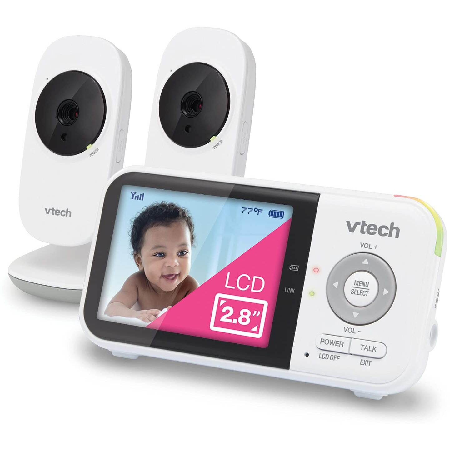 Vtech Vm819-2 Video Baby Monitor With 19-Hour Battery Life, 2 Cameras, 1000Ft Long Range, Auto Night Vision, 2.8