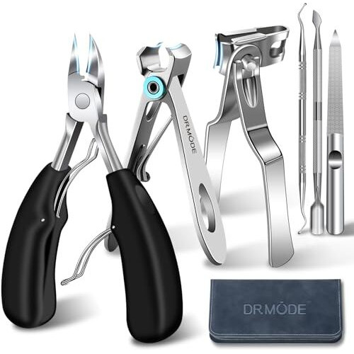 Toenail Clippers For Seniors Thick Toenails, Nail Clipper Set With Ingrown Toenail Tool & 16Mm Wide Opening Nail Clippers For Men & 360 Degree Rotary Fingernail Clipper & Leather Case And Nail File