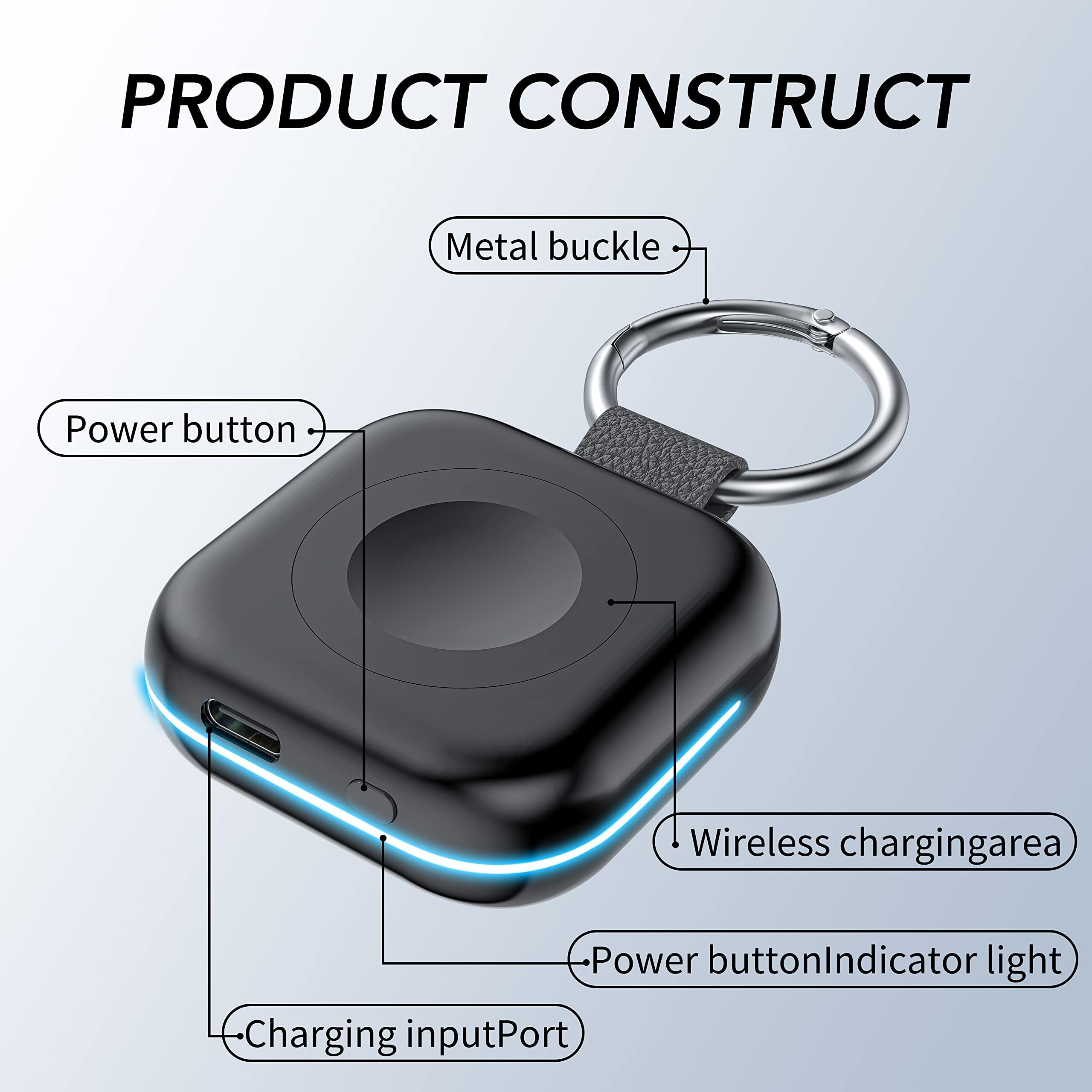 Huoto Portable Charger For Apple Watch,Wireless Magnetic Iwatch Charger 1200Mah Power Bank Travel Keychain Accessories Smart Chargers For Apple Watch Series 10/9/8/7/6/Se/5/4/3/2/1/Uitra/Uitra 2