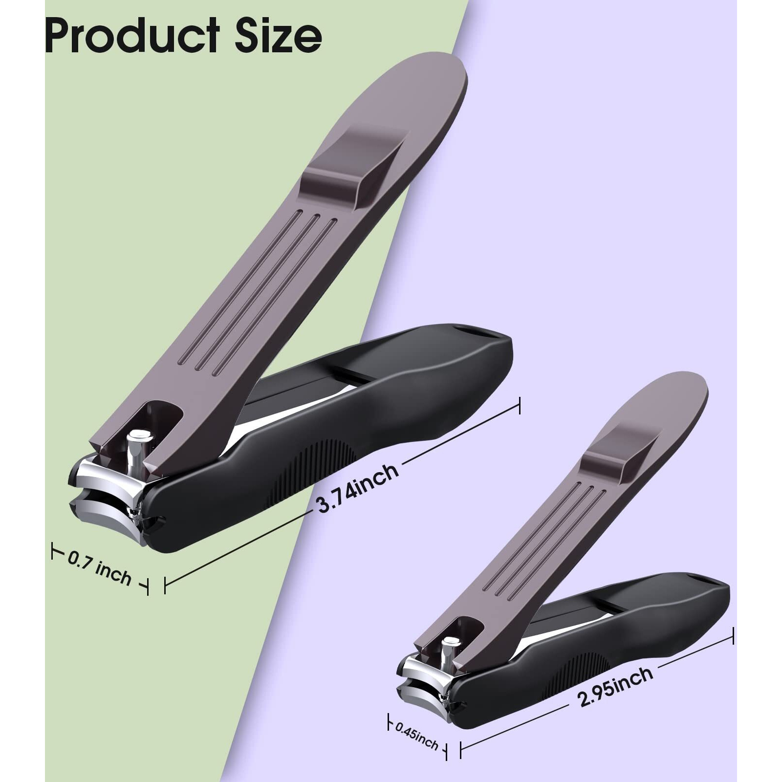 Glamfields Nail Clipper With Catcher, No Splash Fingernail Toenail Clipper Stainless Steel Nail Cutter Nail Trimmer, Good Gift For Men And Women (Mf-Large/Small)