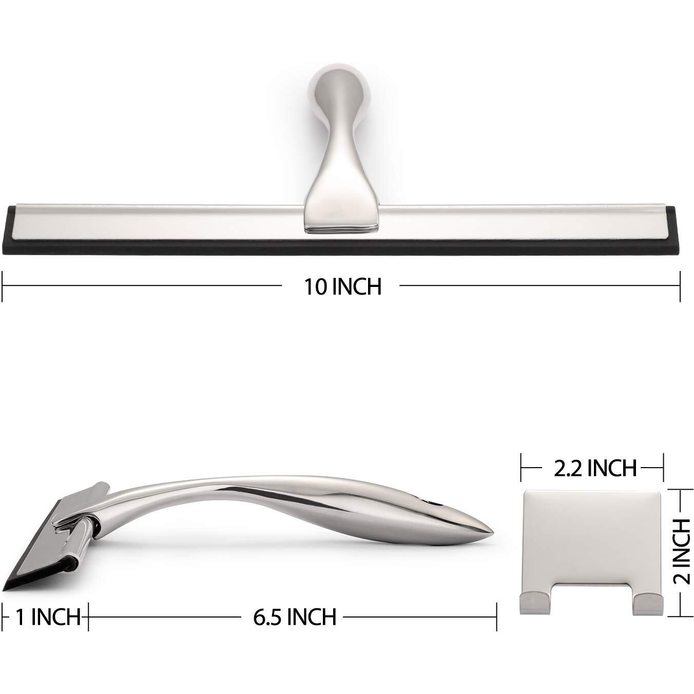 Hiware All-Purpose Shower Squeegee For Shower Doors, Bathroom, Window And Car Glass - Stainless Steel, 10 Inches