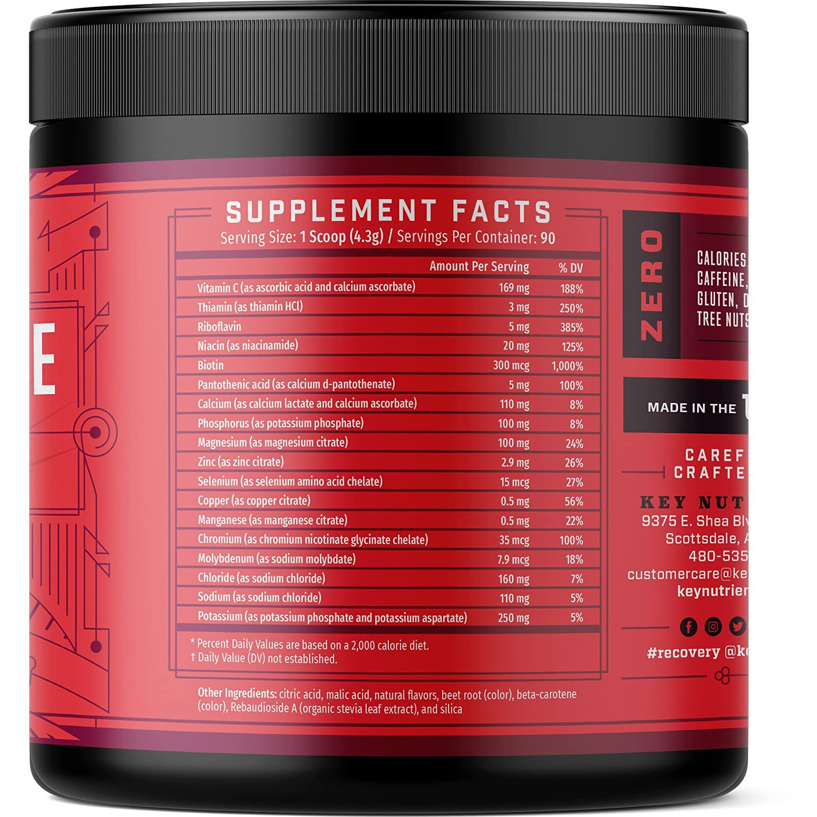 Key Nutrients Electrolytes Powder - Sweet Cherry-Pom Electrolyte Drink Mix - Hydration Powder - No Sugar, No Calories, Gluten Free - Powder And Packets (20, 40 Or 90 Servings)