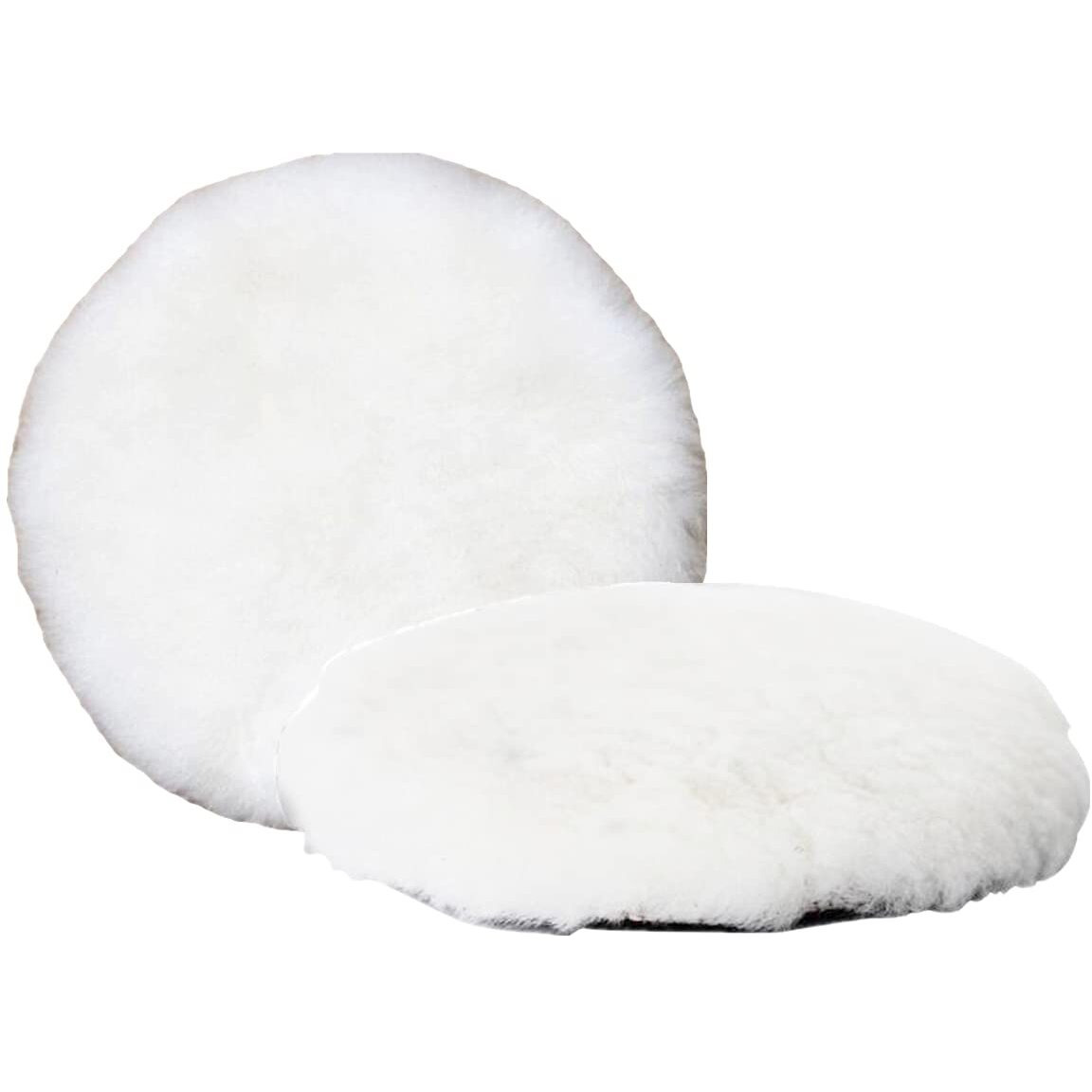 Inzoey Wool Polishing Pad 6 Inches Soft Sheepskin Buffing Pads With Hook And Loop Back Wool Cutting Pad For Car, Furniture, Glass And So On (Pack Of 2)
