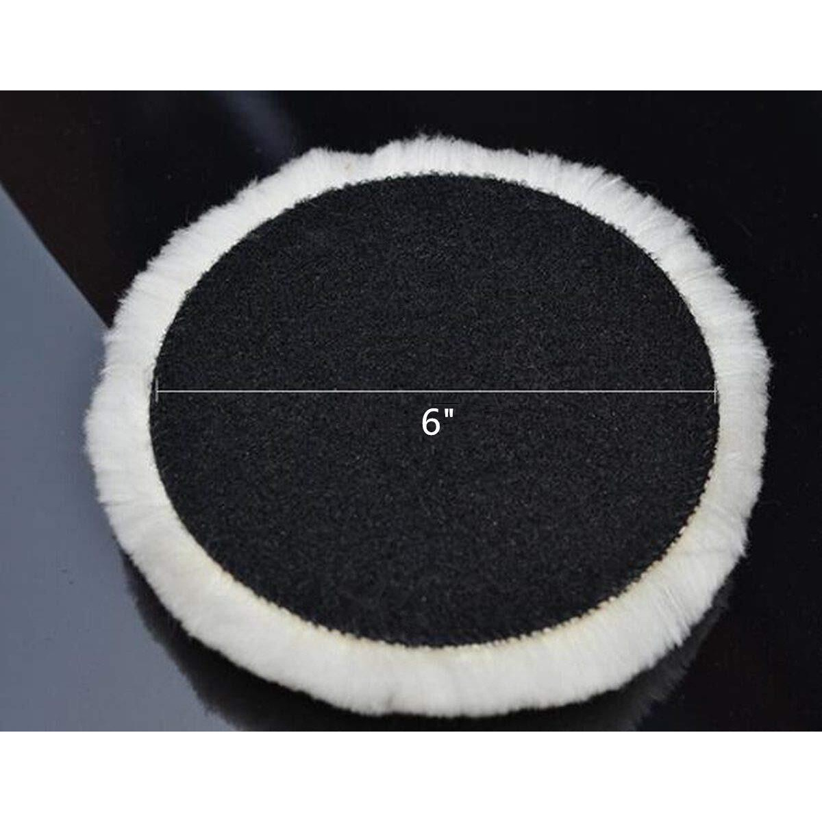 Inzoey Wool Polishing Pad 6 Inches Soft Sheepskin Buffing Pads With Hook And Loop Back Wool Cutting Pad For Car, Furniture, Glass And So On (Pack Of 2)
