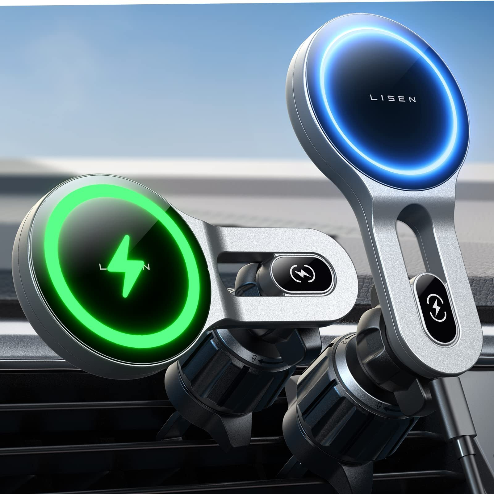 Lisen For 15W Magsafe Car Mount Charger [No More Heating] Iphone Wireless Car Charger Magnetic Phone Holder Mount, Car Phone Holder For Vent Fit Iphone 15 Pro Plus Max 14 13 12 Magsafe Case
