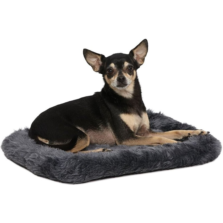 Midwest Homes For Pets Bolster Dog Bed 18L-Inch Gray Dog Bed Or Cat Bed W/ Comfortable Bolster  Ideal For "&quotToy"" Dog Breeds & Fits An 18-Inch Crate  Easy Maintenance Machine Wash & Dry