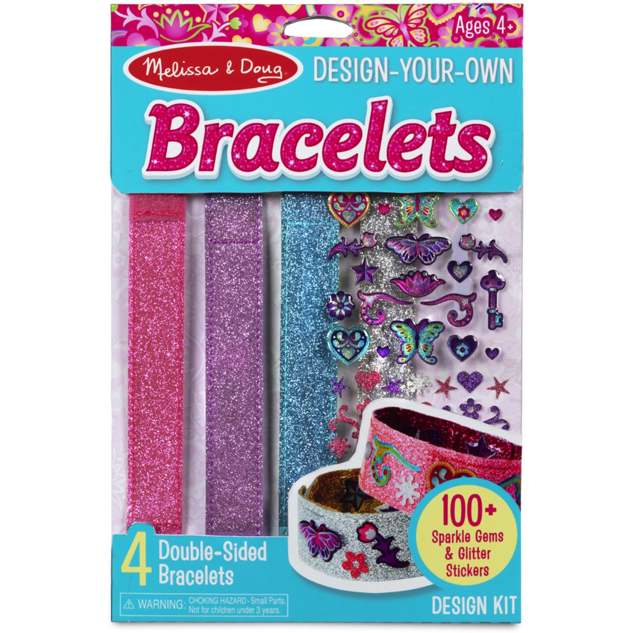 Melissa & Doug Design-Your-Own Bracelets With 100+ Sparkle Gem And Glitter Stickers - Kids Snap Bracelets, Jewelry Crafts For Kids Ages 4+