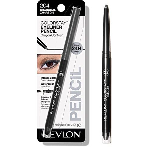 Revlon Pencil Eyeliner, Colorstay Eye Makeup With Built-In Sharpener, Waterproof, Smudge-Proof, Longwearing With Ultra-Fine Tip, 204 Charcoal, 0.01 Oz