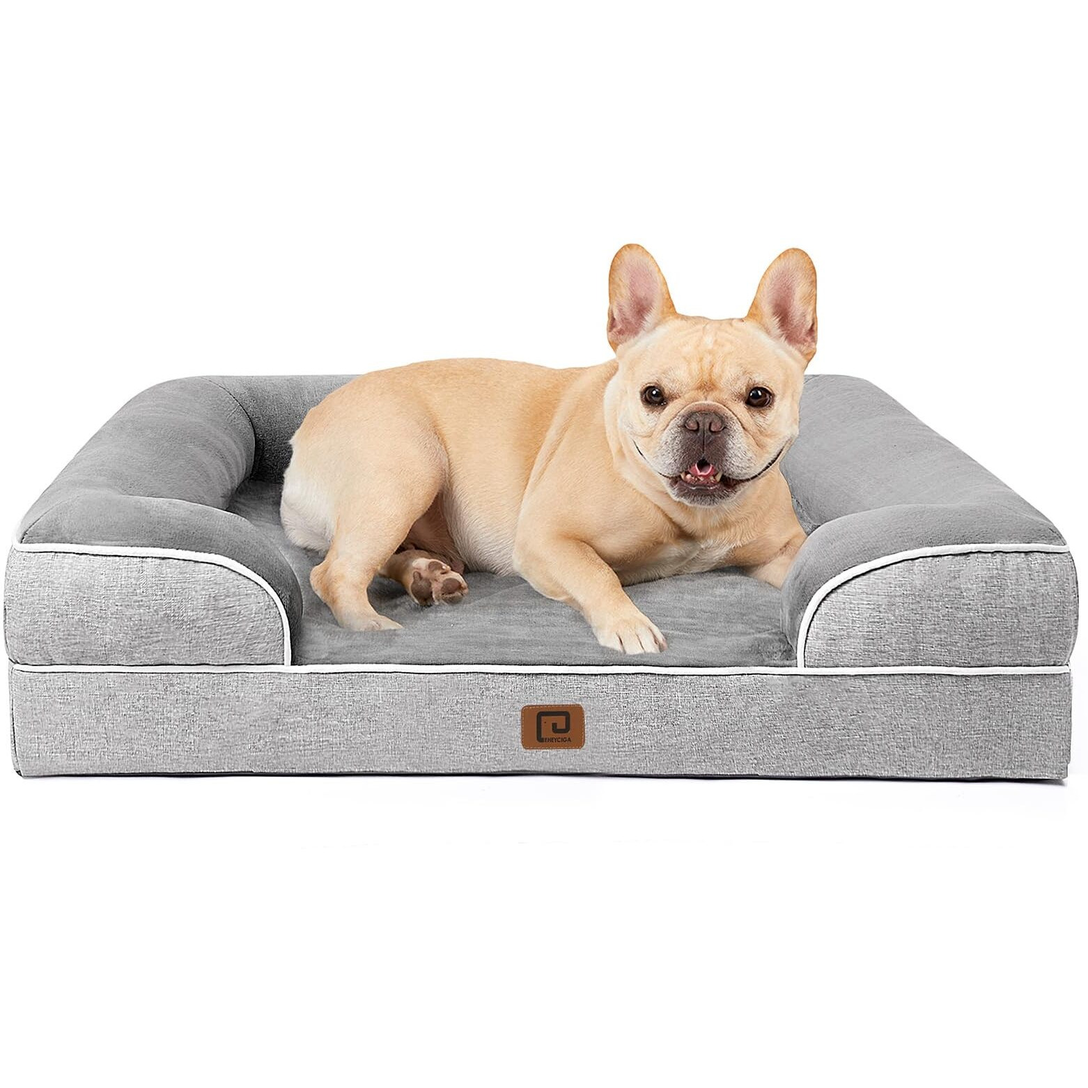 Eheyciga Orthopedic Dog Bed For Medium Dogs, Waterproof Memory Foam Medium Pet Beds With Sides, Non-Slip Bottom And Egg-Crate Foam Dog Couch Bed With Washable Removable Cover, Grey