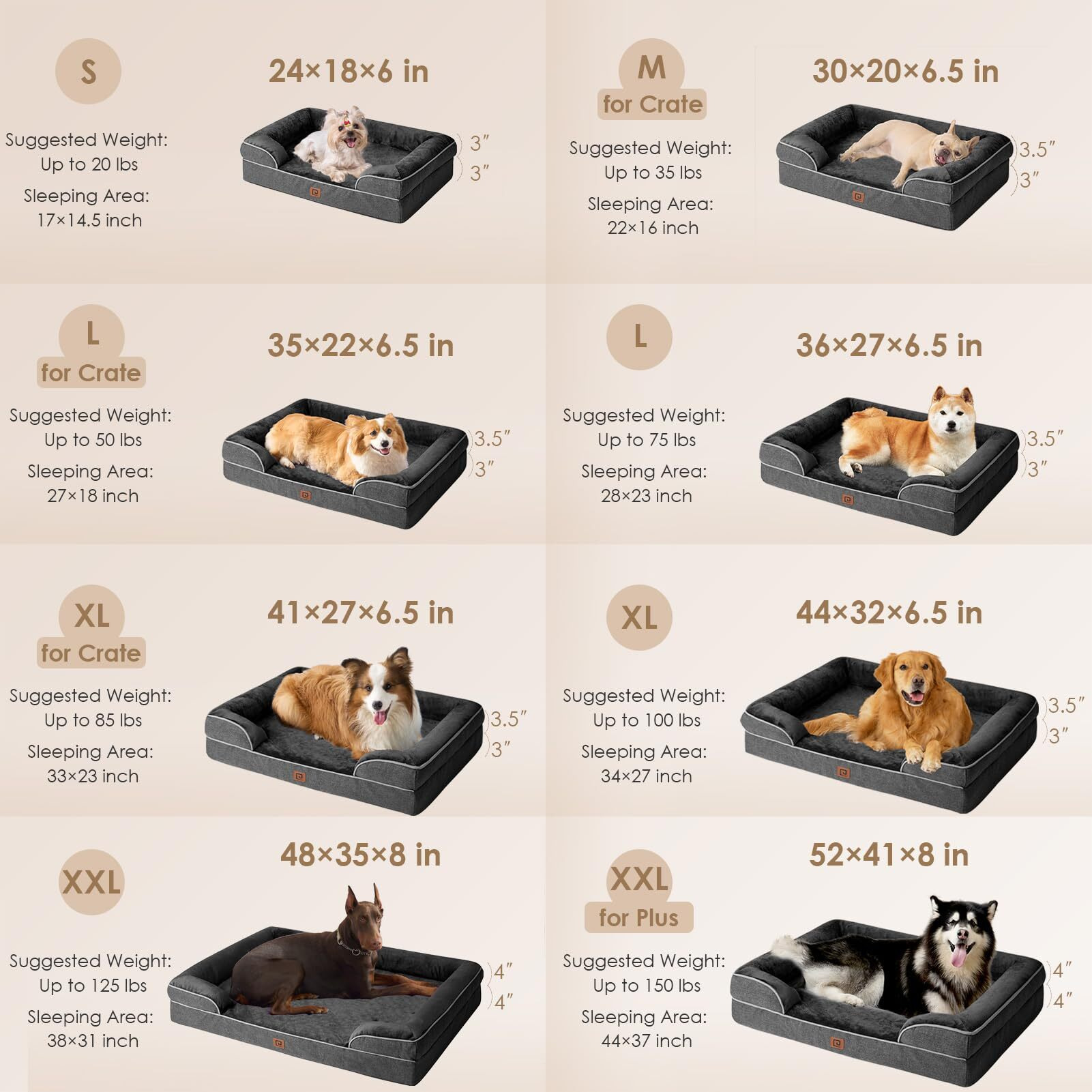 Eheyciga Orthopedic Dog Beds For Extra Large Dogs, Waterproof Memory Foam Xl Pet Bed With Sides, Non-Slip Bottom And Egg-Crate Foam Big Dog Couch Bed With Washable Removable Cover, Dark Grey