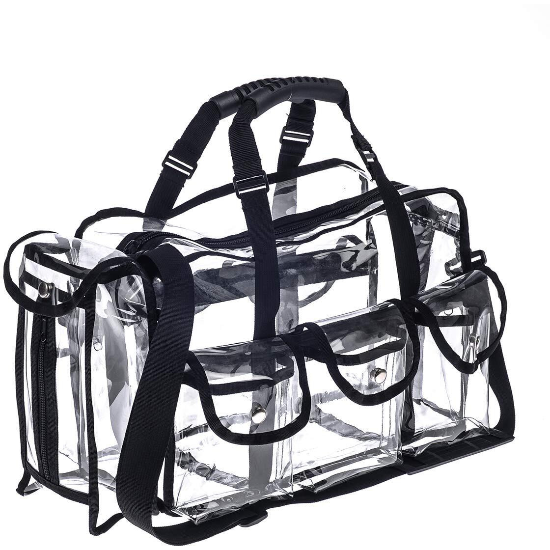 Jula Vance Professional Clear Pvc Makeup Kits Organizer Make Up Set Bag Mua Carry All Artist Transparent Vinyl Travel Cosmetic Bag With 6 External Pockets & Tissue Holder