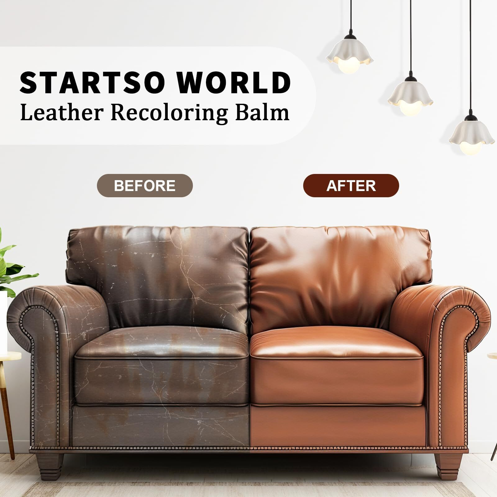 Startso World Leather Recoloring Balm, Dark Gray Leather Repair Kit For Furniture, Leather Dye, Leather Color Restorer For Couches, Leather Couch Paint | Repair, Restore & Renew Old, Faded Leather