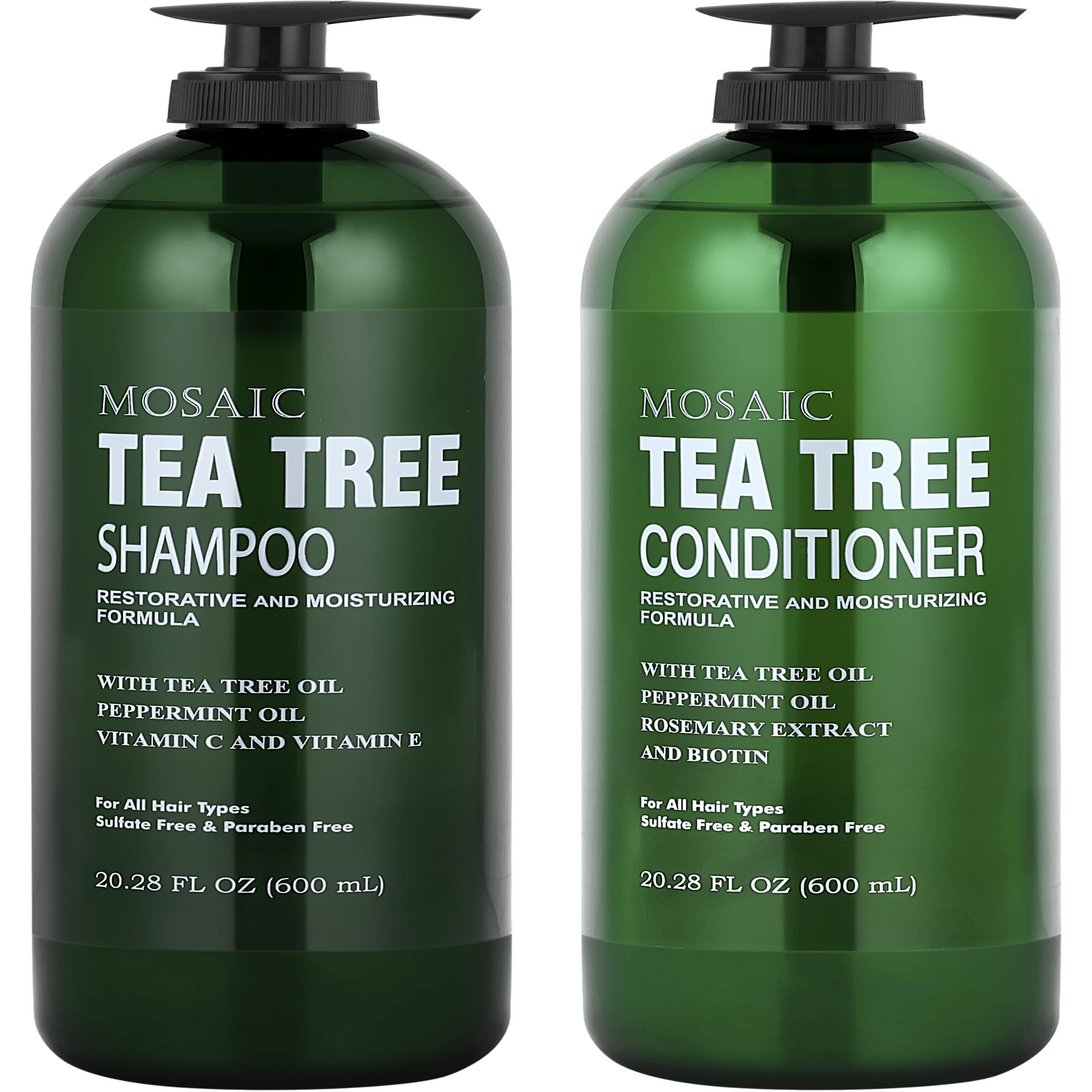 Tea Tree Shampoo And Conditioner Set For Hair Growth, Thinning Hair Loss Treatments Women & Men, Thickening Products, Paraben & Sulfate Free 20.2 Fl Oz Each.