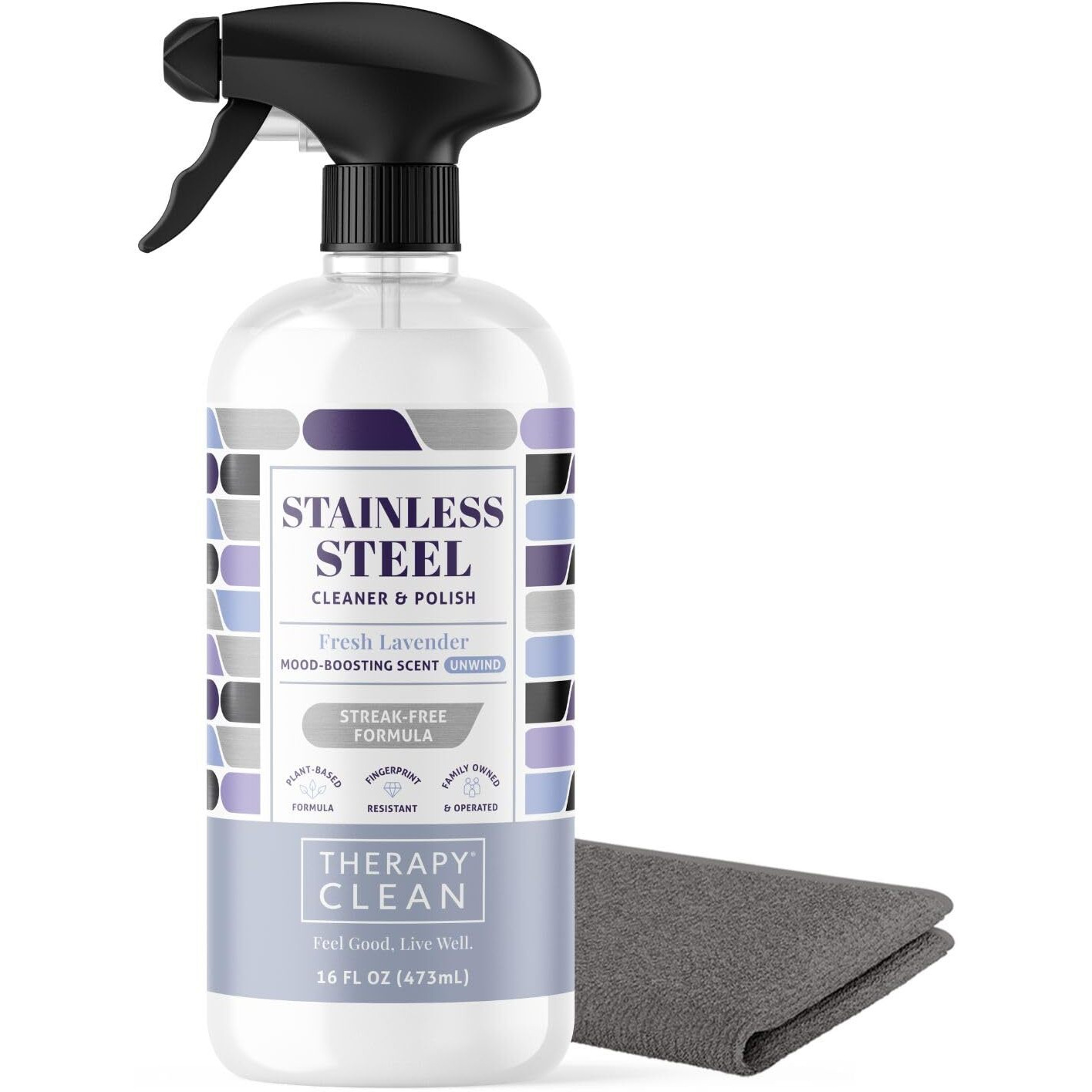 Therapy Stainless Steel Cleaner Kit With Premium Microfiber Cloth - Polish, Sink Cleaner, Grill Cleaner Spray And Metal Polish