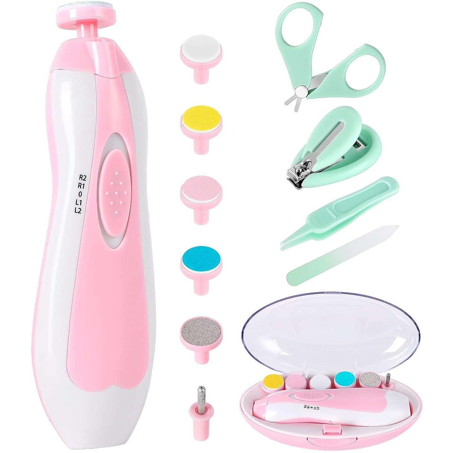 Baby Nail Trimmer Electric-12 In 1 Baby Nail Clippers Safe Baby Nail File Kit With A Nail Clipper, Scissor, Tweezers, And Nail Files