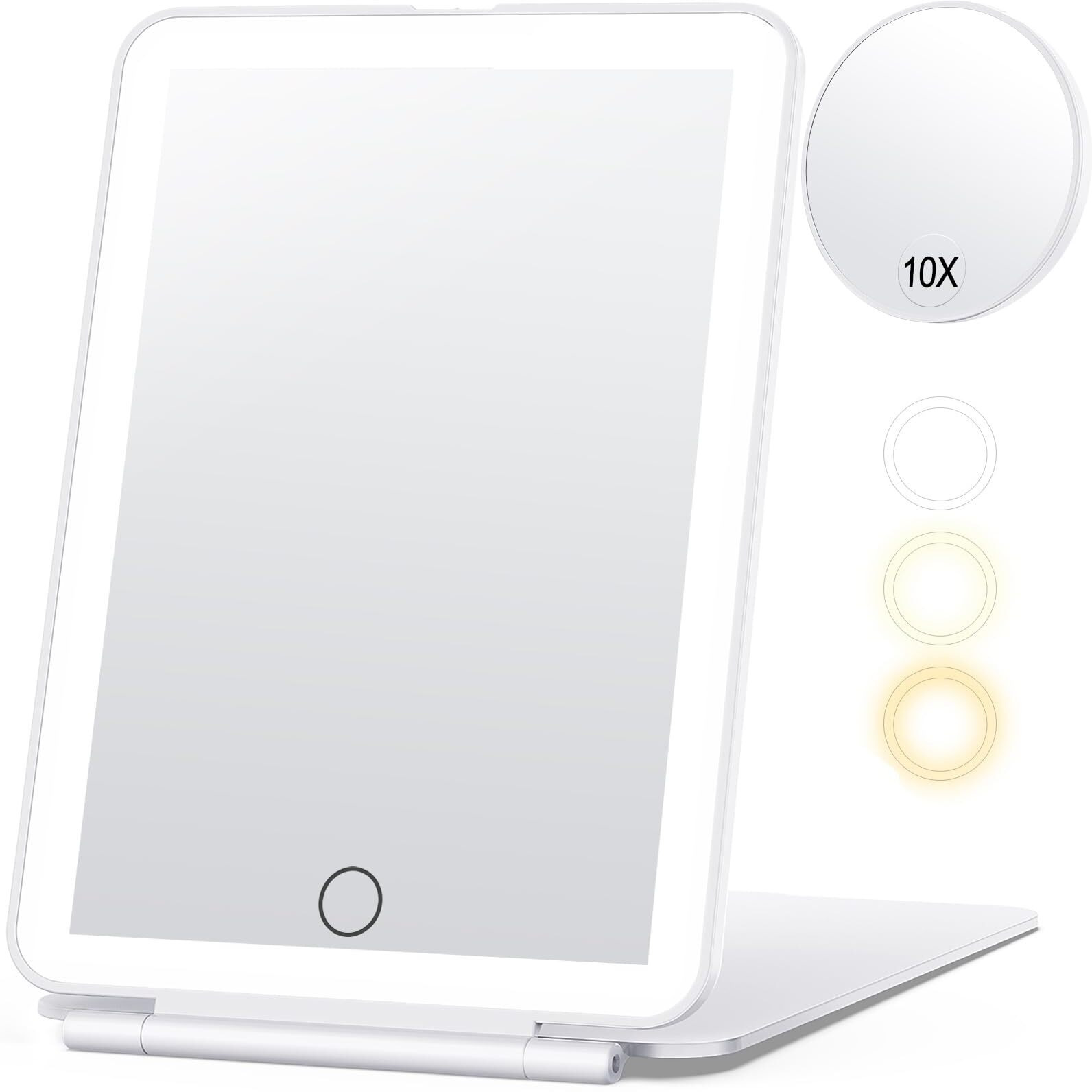 Travel Makeup Mirror With 10X Magnifying Mirror, Vanity Mirror With 80Leds, 3 Color Lighting, Rechargeable 2000Mah Batteries, Portable Ultra Slim Lighted Makeup Mirror, Travel Essential For Women
