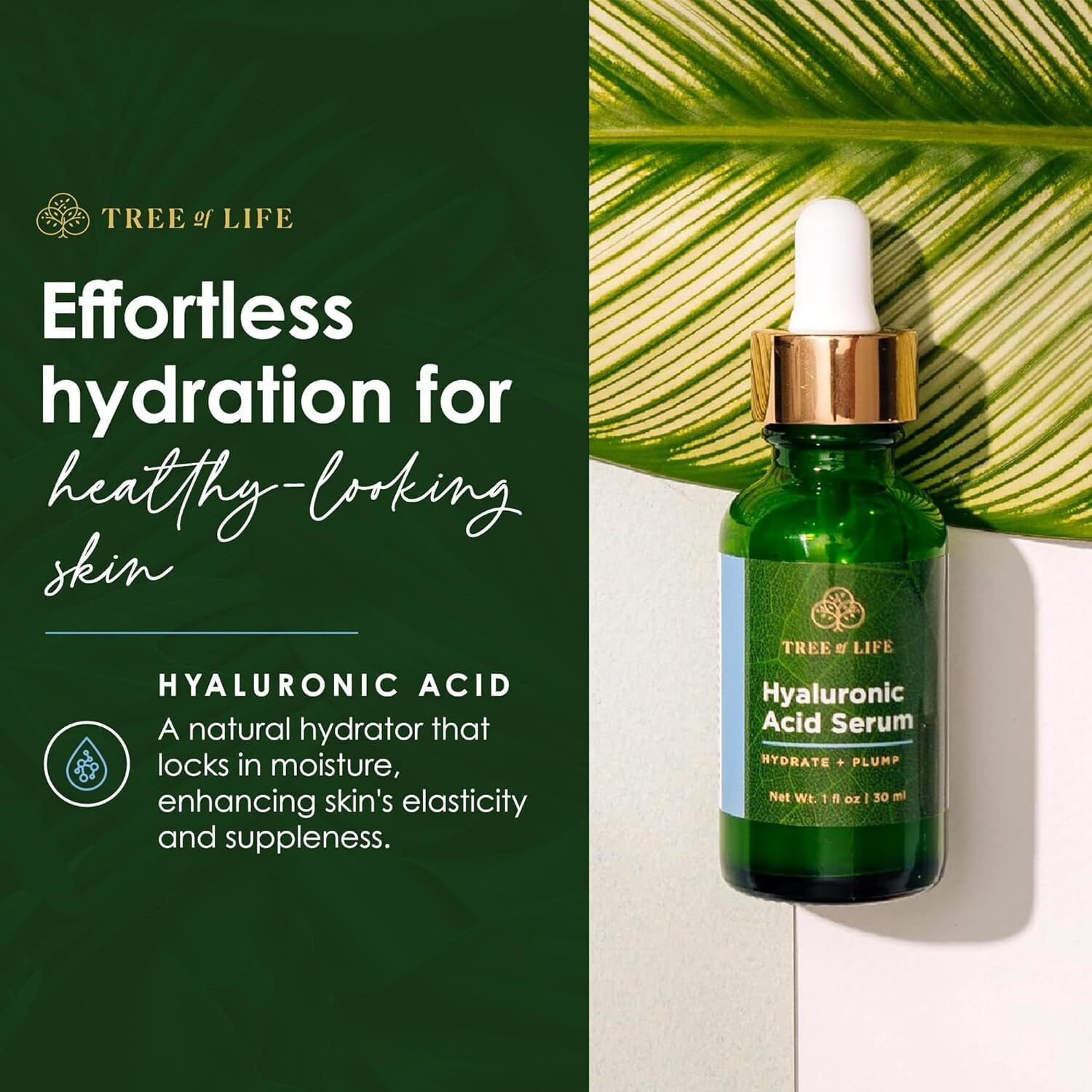 Tree Of Life Beauty Hyaluronic Acid Serum, Skin Brightening Face Oil For Dark And Age Spots, Facial Serums For Dry And Sensitive Skin Care With Vitamin E For Soft Smooth Skin, 2 Fl Oz