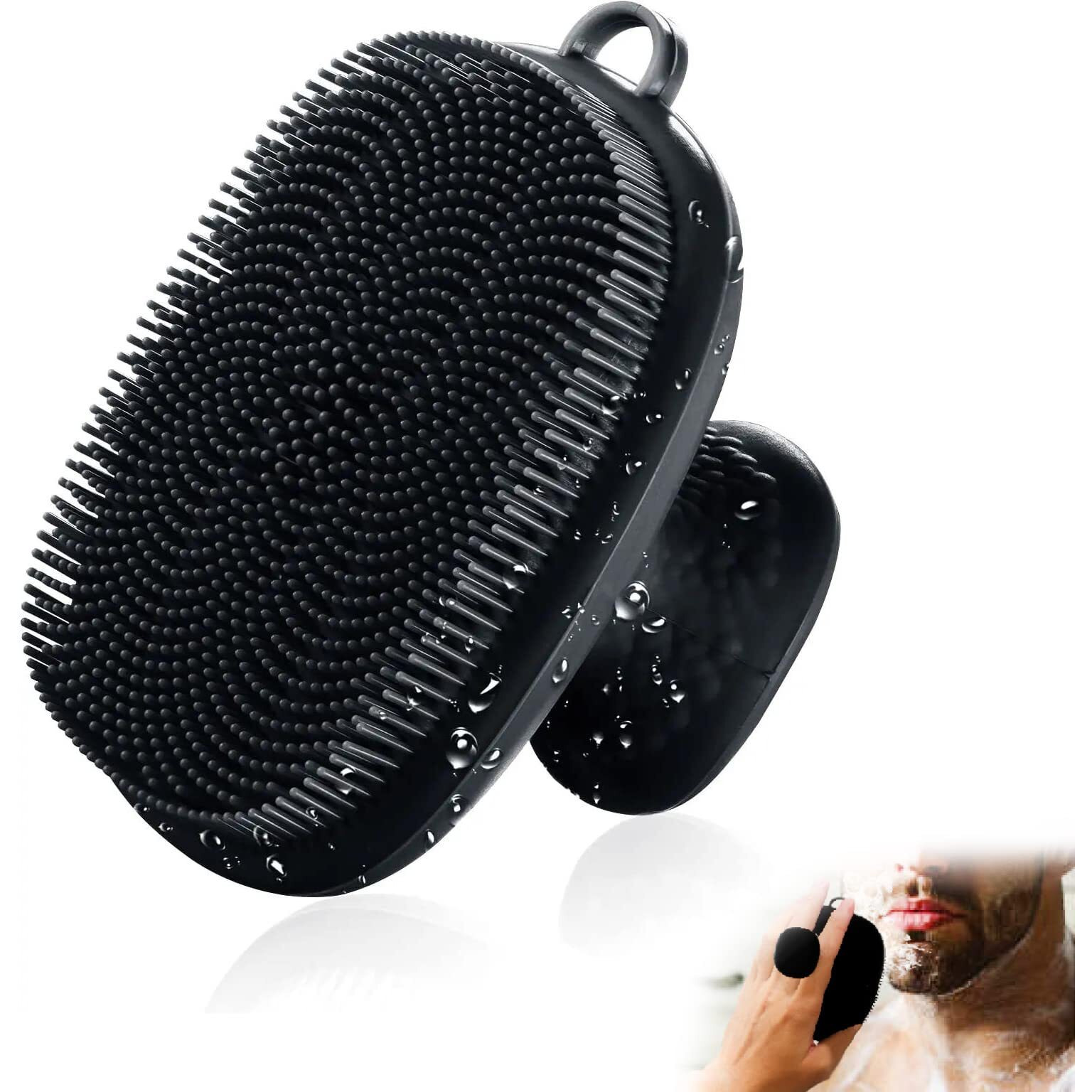 Silicone Face Scrubber For Men, Facial Cleansing Brush Silicone Face Wash Brush Manual Waterproof Cleansing Skin Care Face Brushes For Cleansing And Exfoliating (Black)