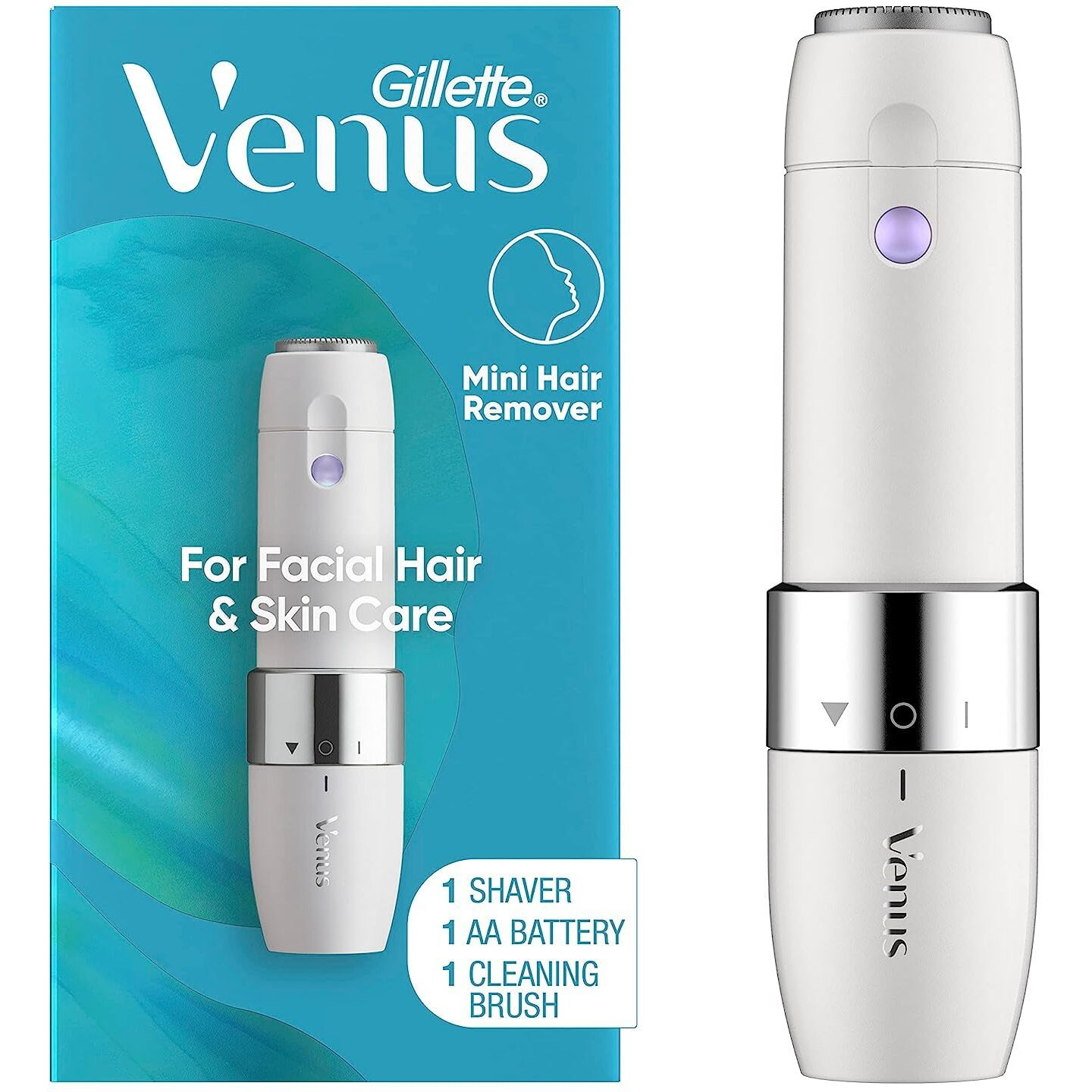 Gillette Venus Mini Facial Hair Remover For Women Face, Portable Electric Shaver/Razor, Face Hair Removal For Women, Dermaplaning Tool, Trimmer
