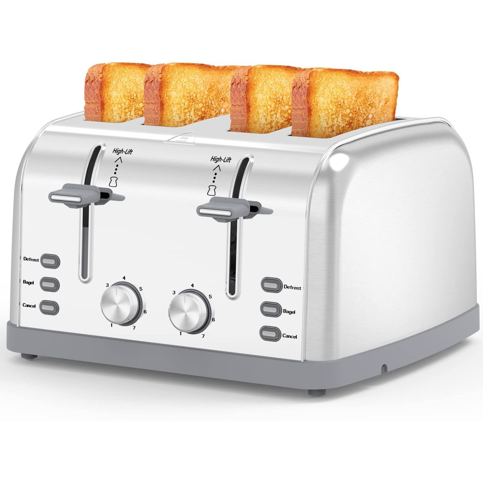 Toaster 4 Slice,Retro Stainless Steel Toater With 7 Shade Settings,Best Prime Toaster For Waffles, 4 Slice Toaster With 3 Mode,Bagels And More Lainsten Toaster T-527
