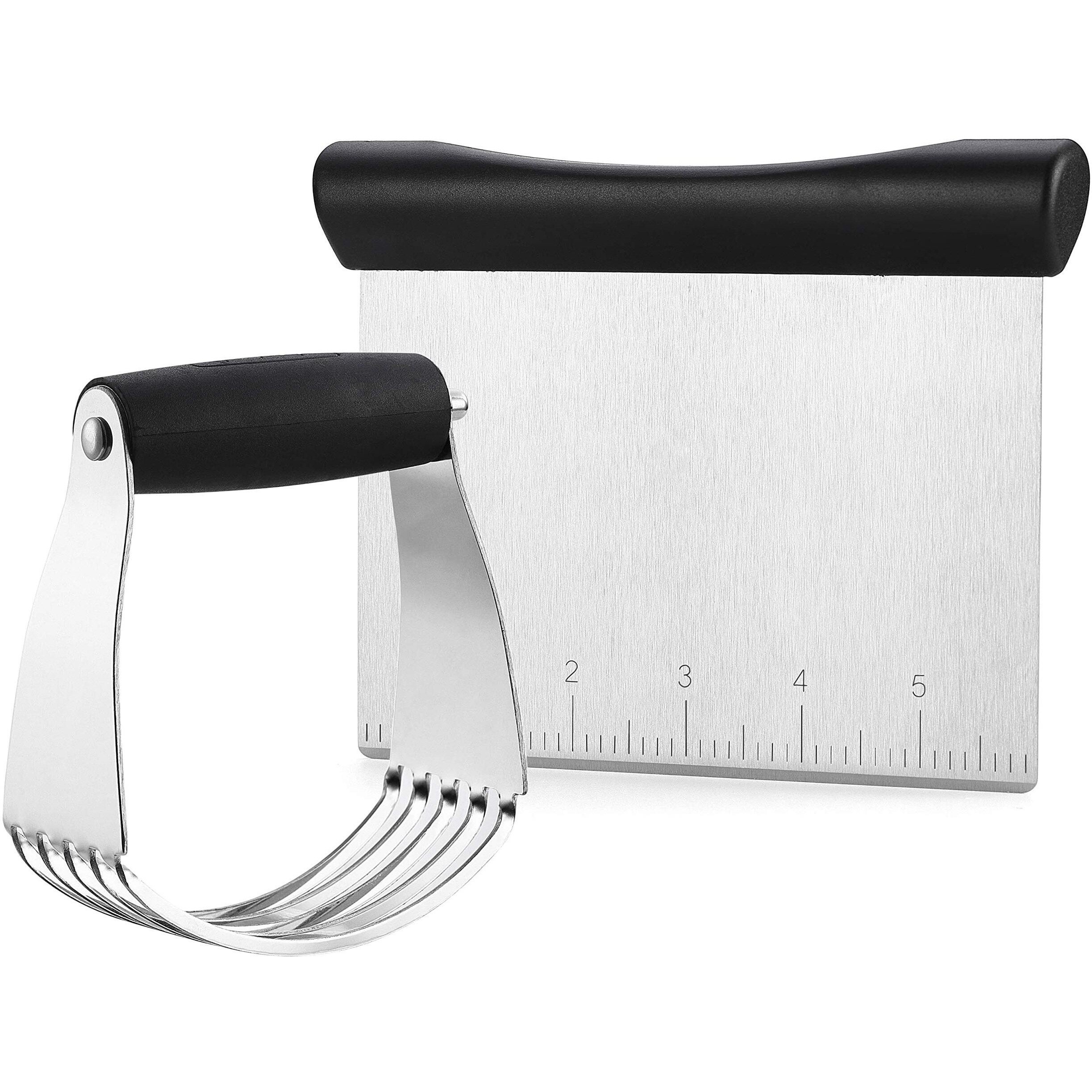 Spring Chef - Dough Blender And Pastry Cutter, Stainless Steel Nut, Pie, Pastry And Dough Cutter And Scraper, Multipurpose Baking Tools With Soft Grip Handles, Black