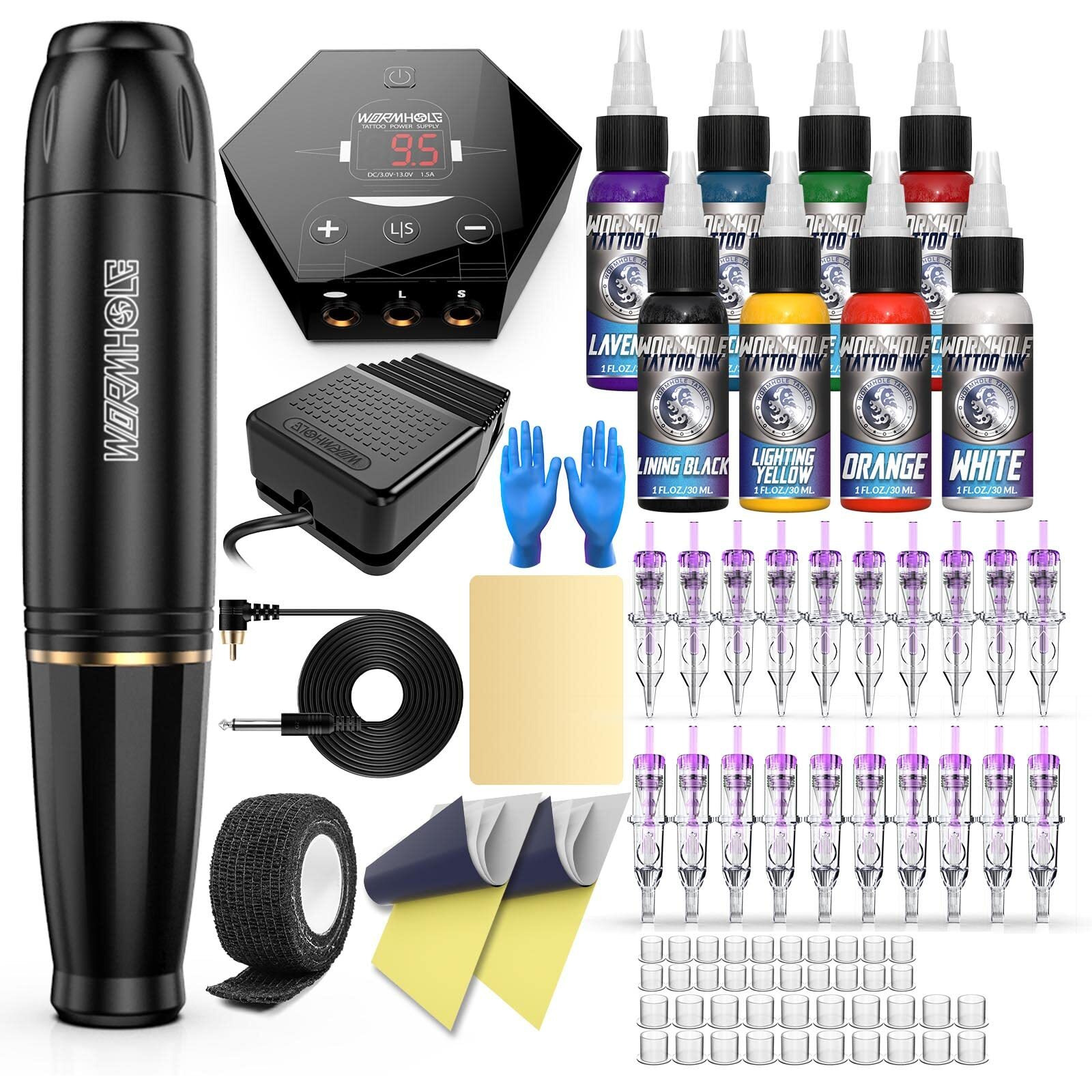 Wormhole Tattoo Pen Kit Cartridge Tattoo Machine For Beginners Rotary Tattoo Pen Type Machine Kit Complete Tattoo Supplies Wtk070