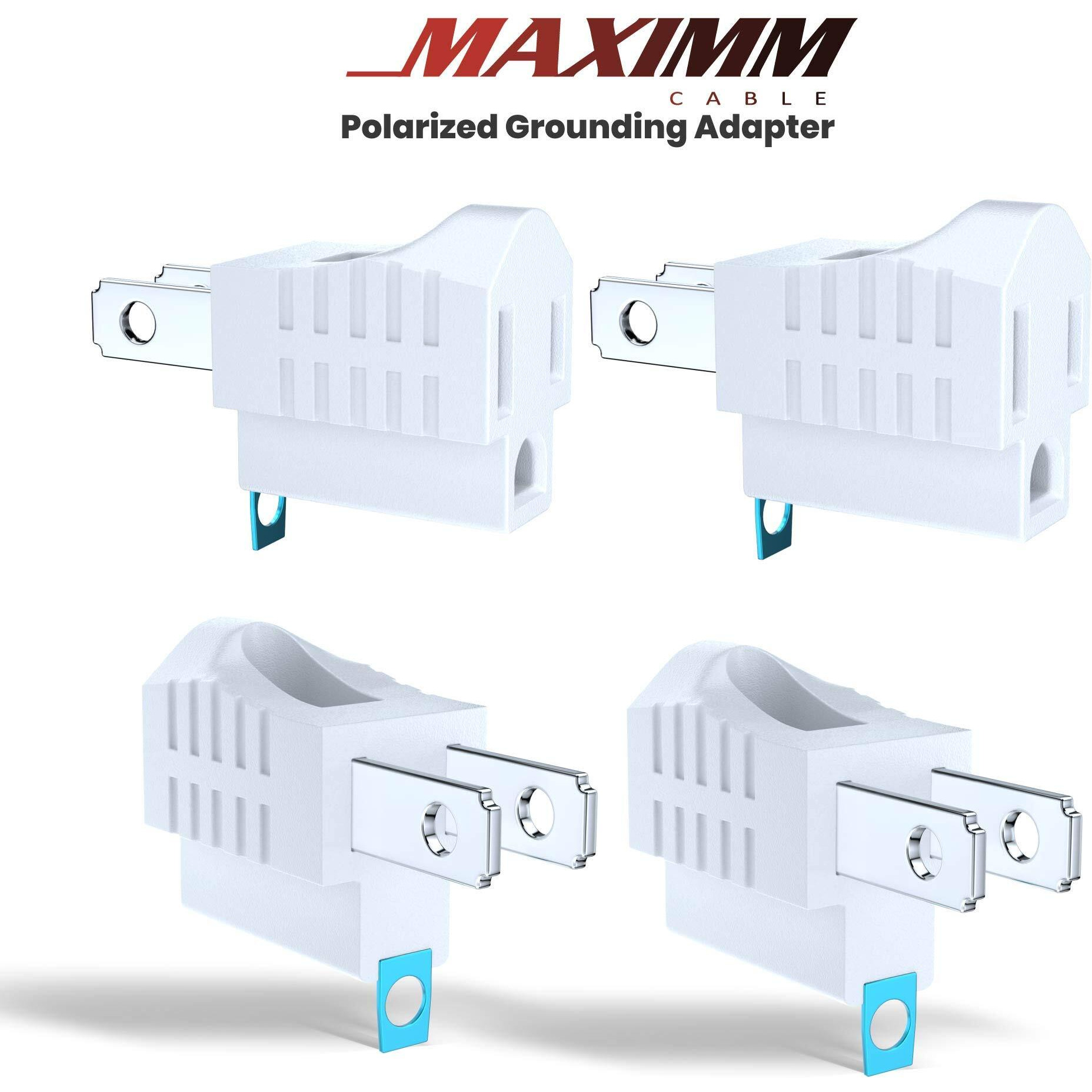 2 Prong To 3 Prong Outlet Adapter, Polarized Grounding Converter Etl Two Prong To Three Prongs Outlets 4 Pack White Etl Listed