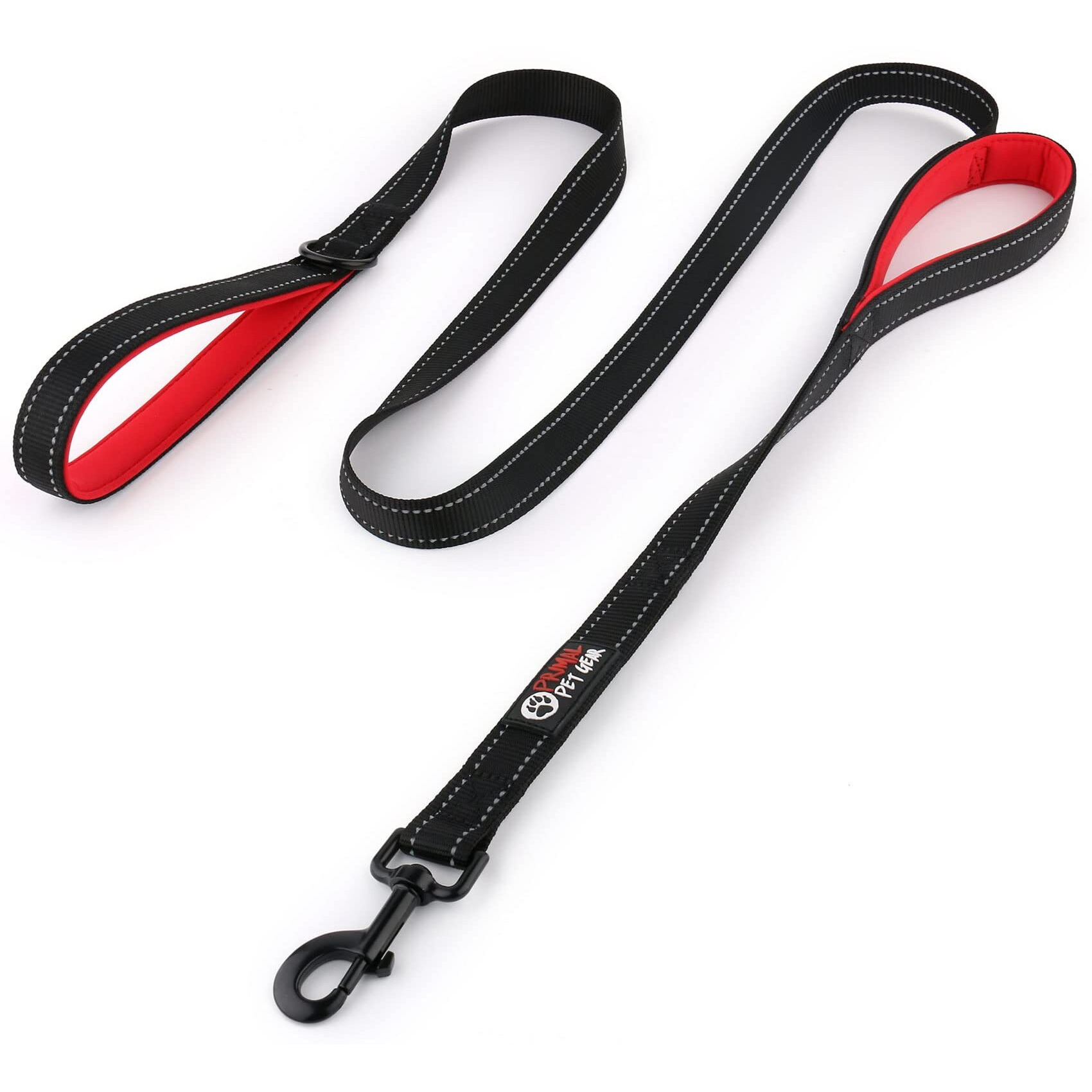 Primal Pet Gear Dog Leash 6Ft Long,Traffic Padded Two Handle,Heavy Duty,Reflective Double Handles Lead For Control Safety Training,Leashes For Large Dogs Or Medium Dogs,Dual Handles Leads(Red)