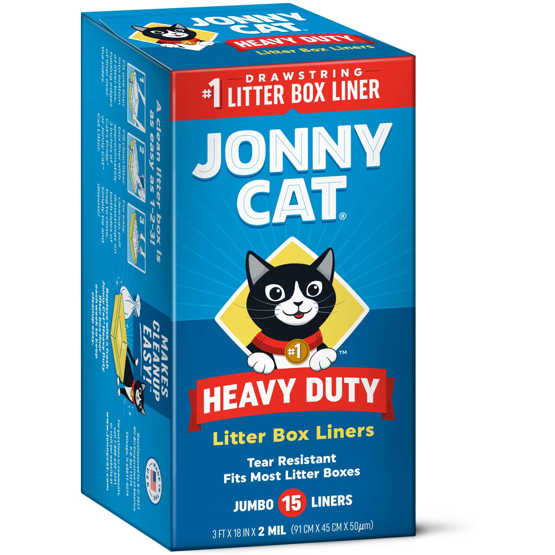 Jonny Cat Heavy Duty Jumbo Tear-Resistant Litter Box Liners, 15 Count