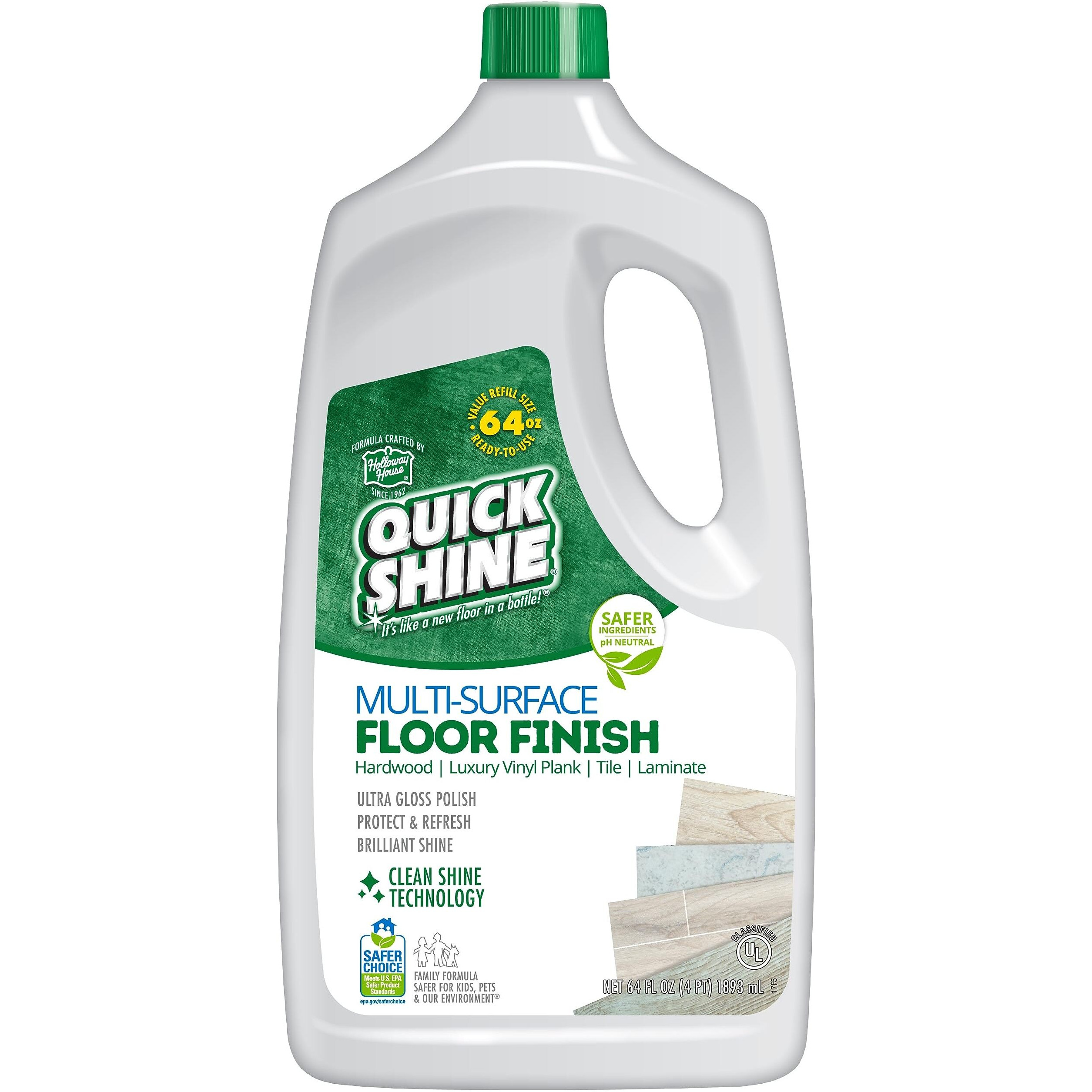 Quick Shine Multi Surface Floor Finish 64Oz  Cleaner & Polish To Use On Hardwood, Laminate, Luxury Vinyl Plank Lvt, Tile & Stone